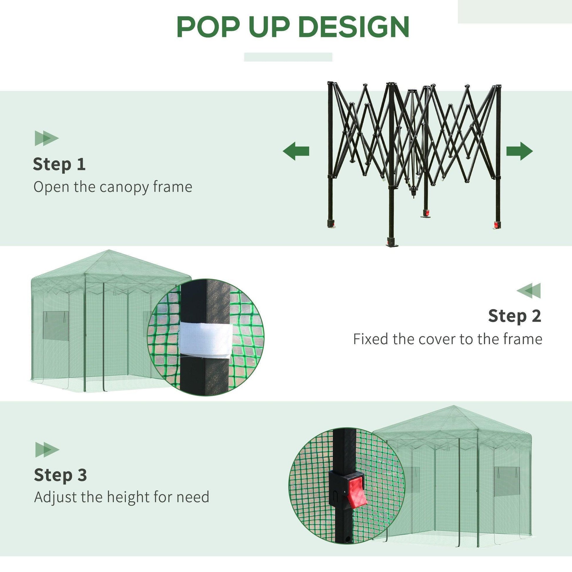 Outsunny Portable Garden Greenhouse - Easy Setup, 2.4m x 1.8m - ALL4U RETAILER LTD