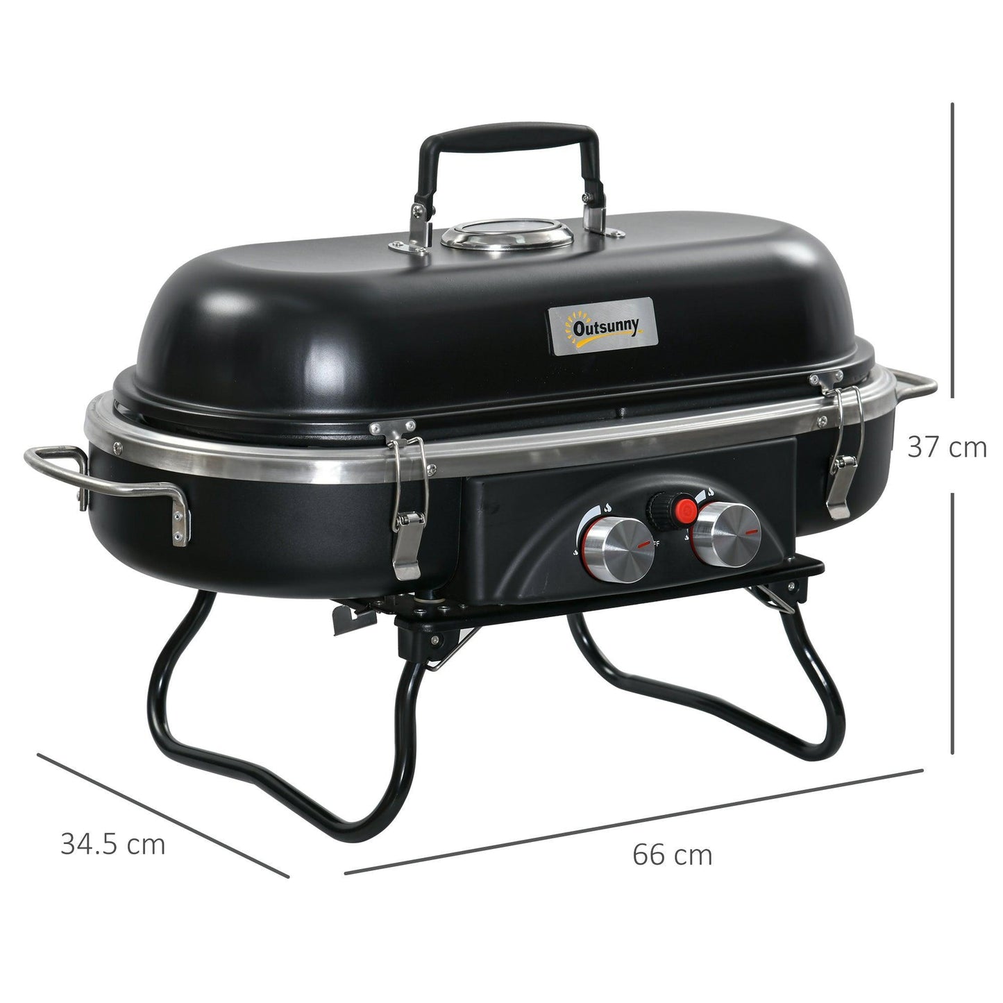 Outsunny Portable Gas BBQ Grill: 2-Burner Tabletop Barbecue - ALL4U RETAILER LTD