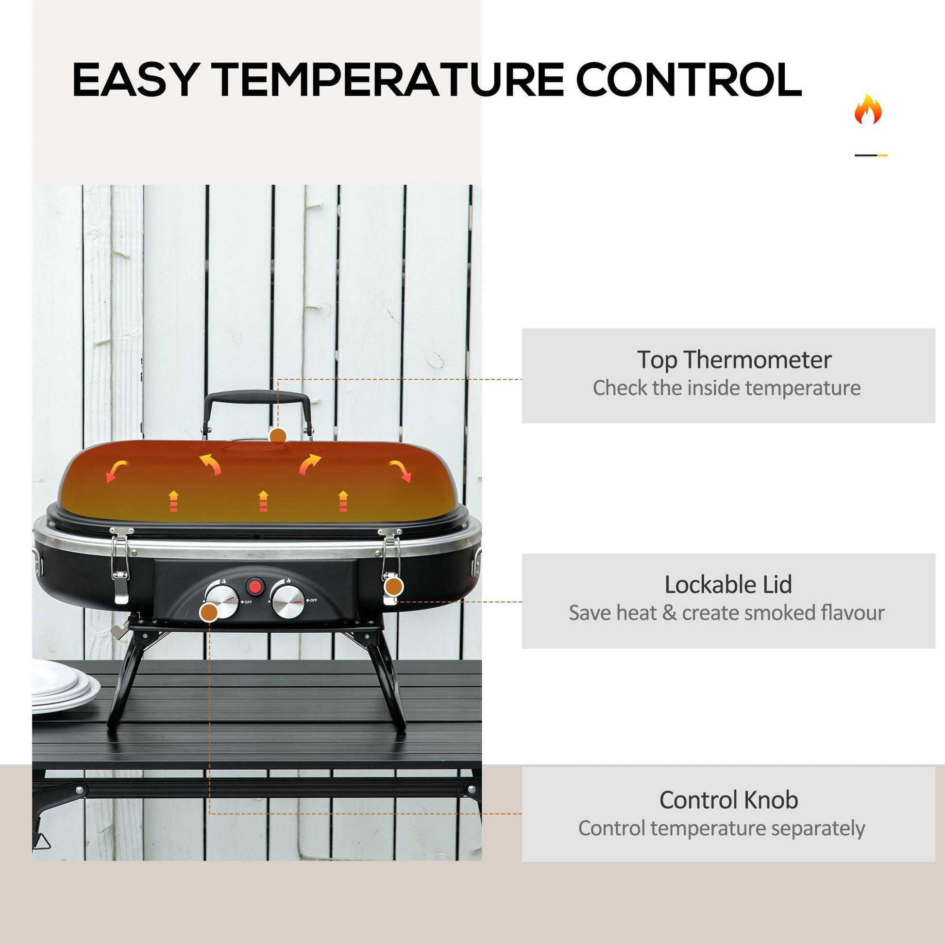 Outsunny Portable Gas BBQ Grill: 2-Burner Tabletop Barbecue - ALL4U RETAILER LTD