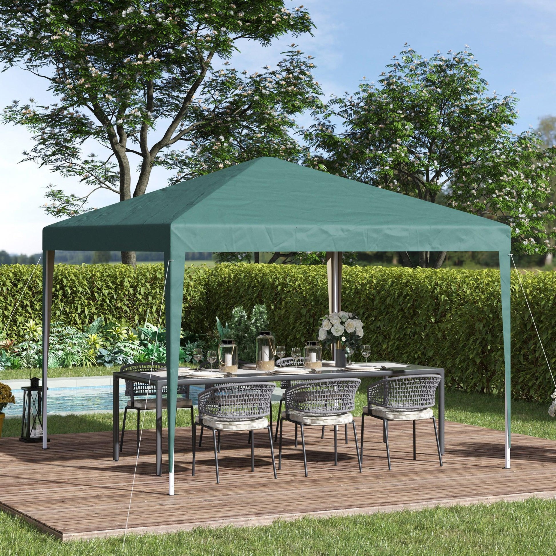 Outsunny Portable Gazebo - 3x3m, Oxford Cloth (Green) - ALL4U RETAILER LTD