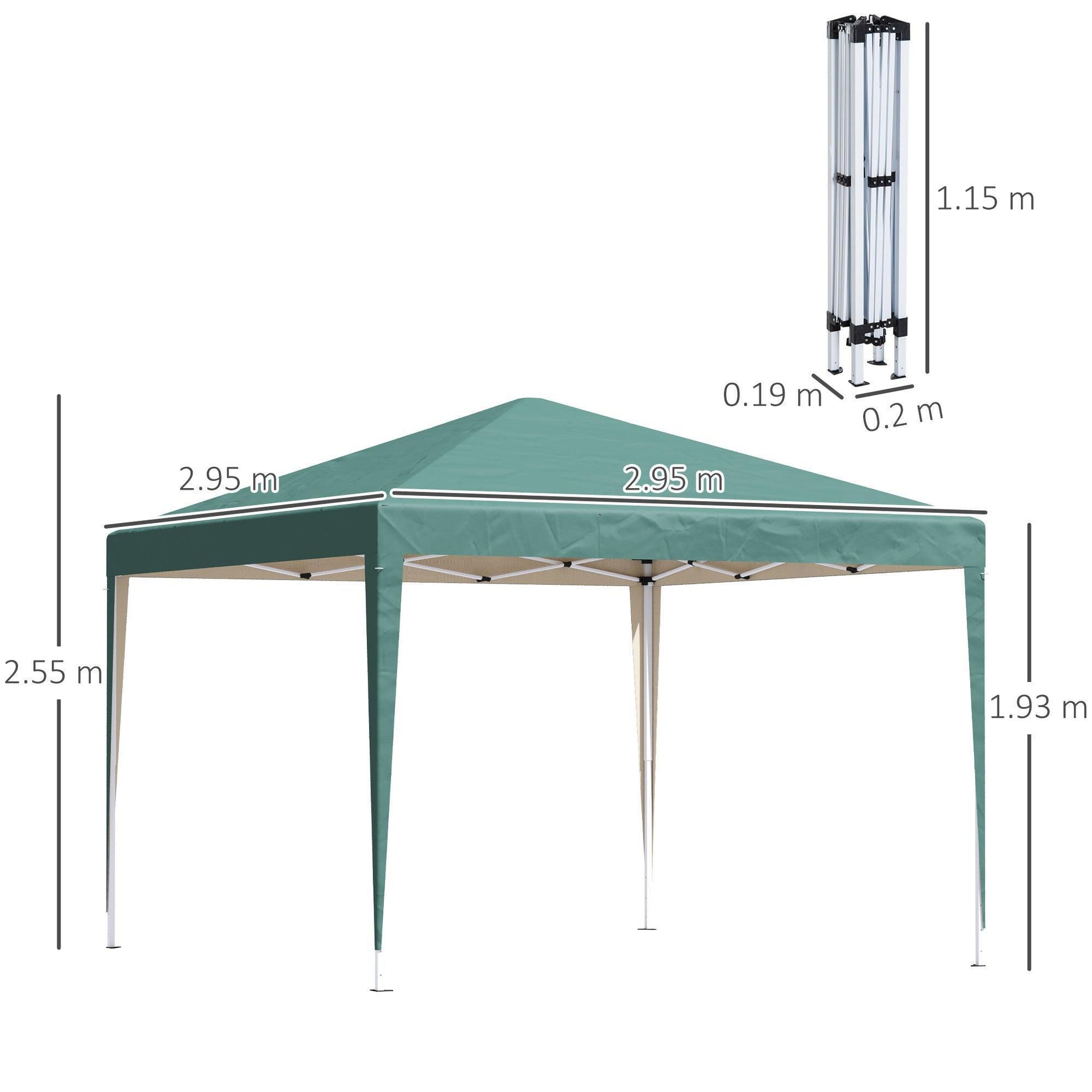 Outsunny Portable Gazebo - 3x3m, Oxford Cloth (Green) - ALL4U RETAILER LTD