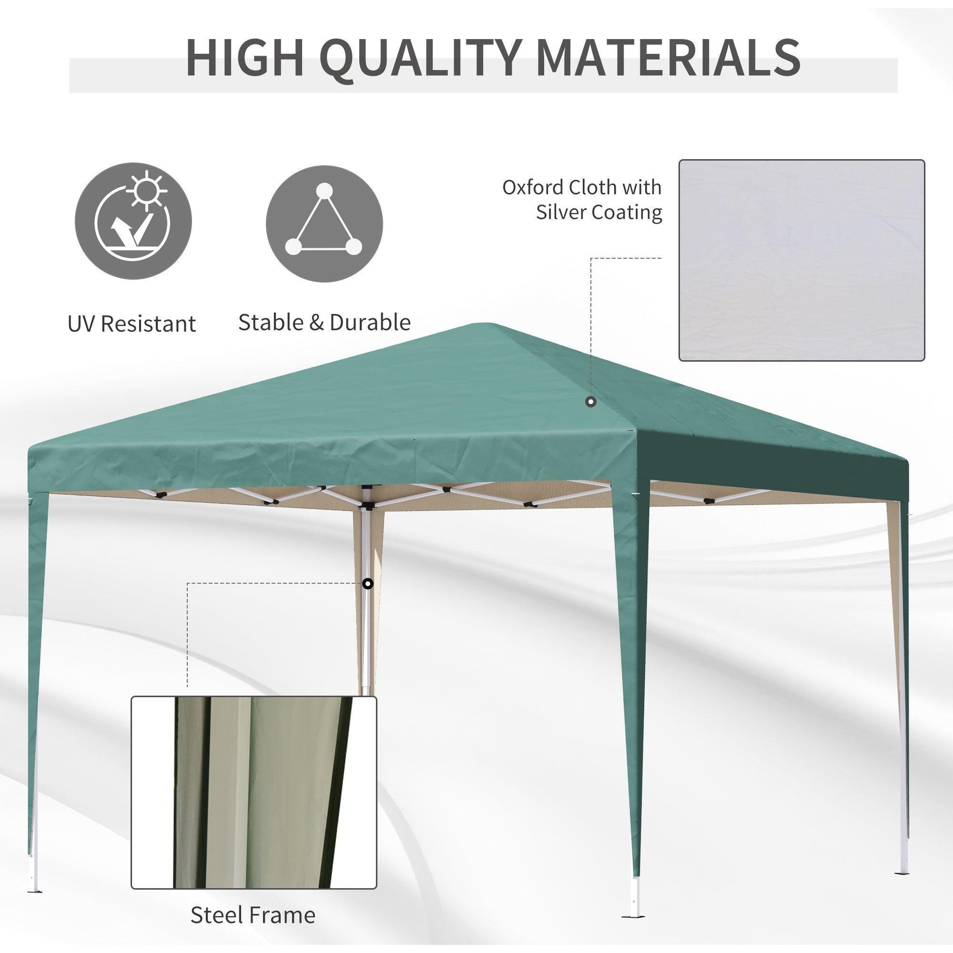 Outsunny Portable Gazebo - 3x3m, Oxford Cloth (Green) - ALL4U RETAILER LTD