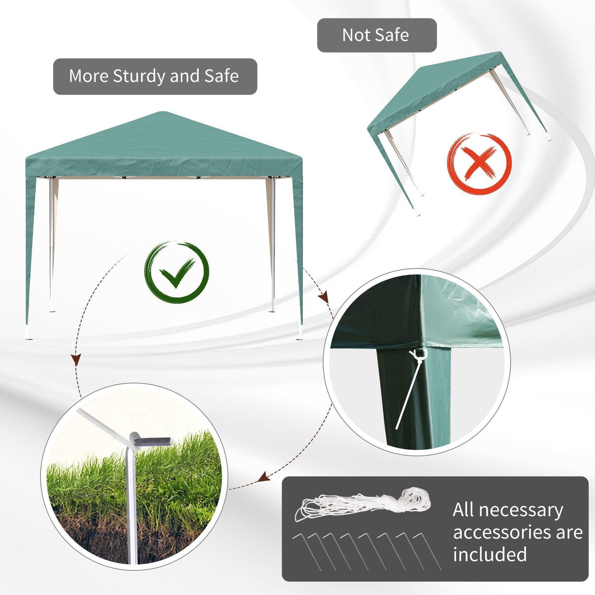 Outsunny Portable Gazebo - 3x3m, Oxford Cloth (Green) - ALL4U RETAILER LTD