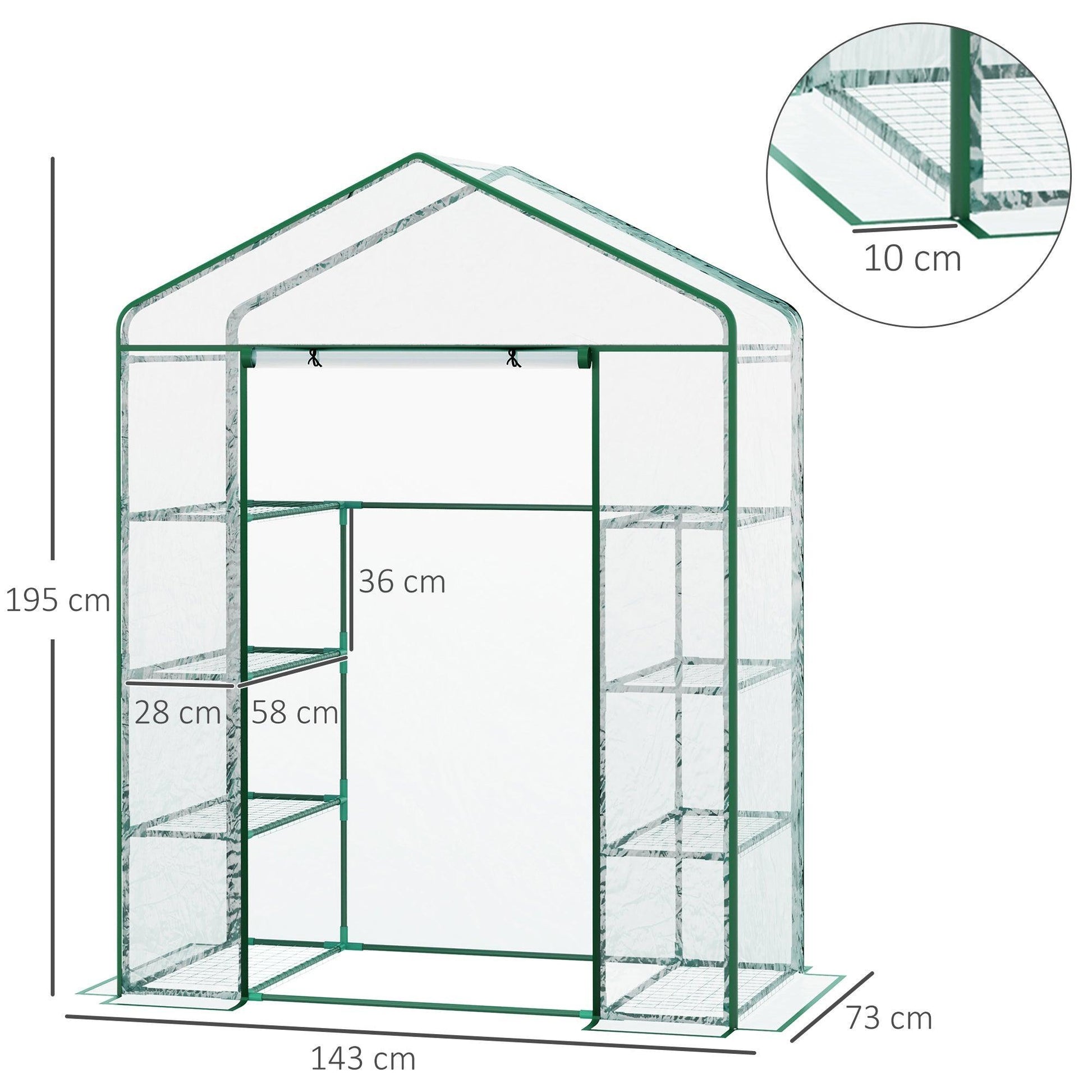 Outsunny Portable Greenhouse: Metal Frame, 4 Tiers, 8 Shelves - ALL4U RETAILER LTD