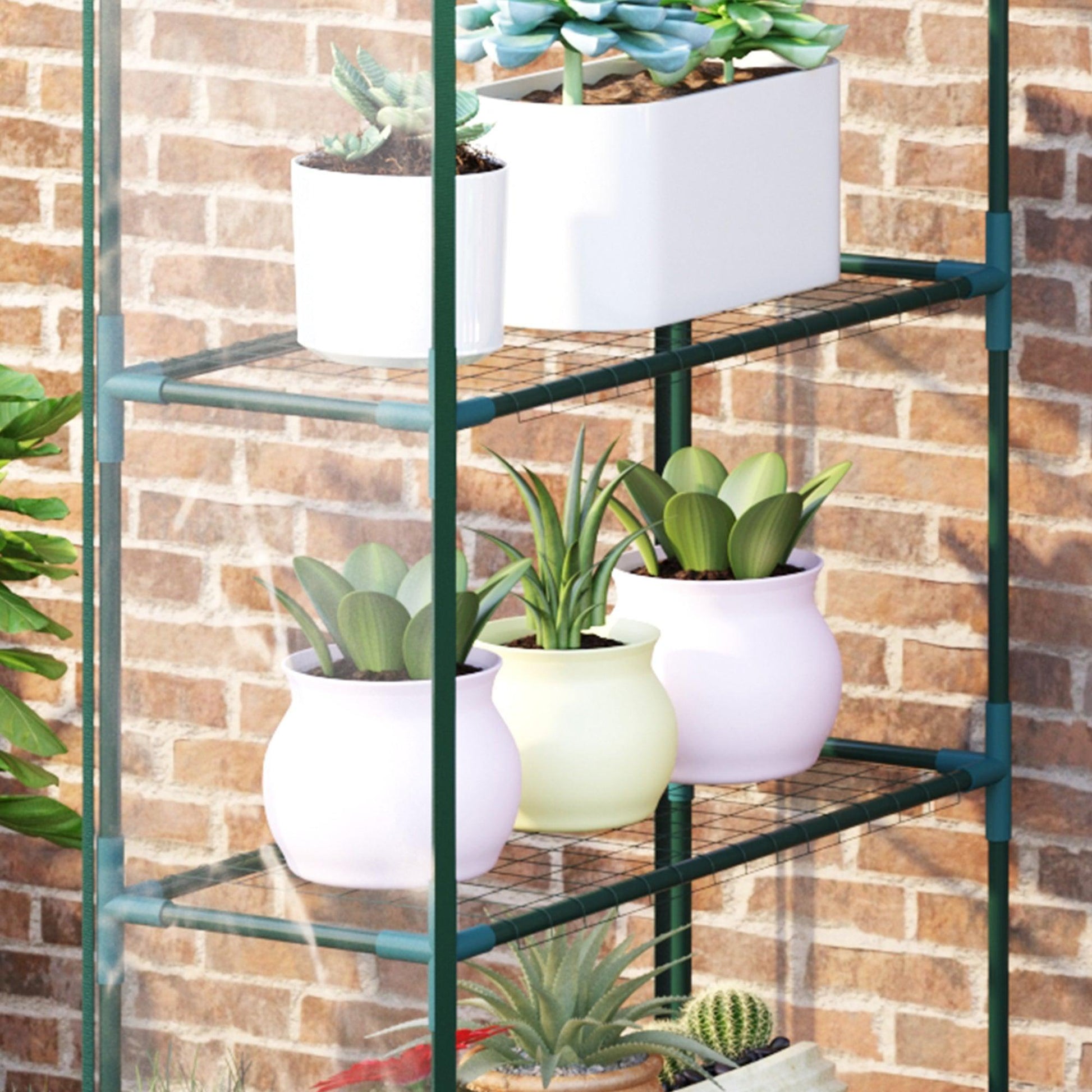 Outsunny Portable Greenhouse: Metal Frame, 4 Tiers, 8 Shelves - ALL4U RETAILER LTD