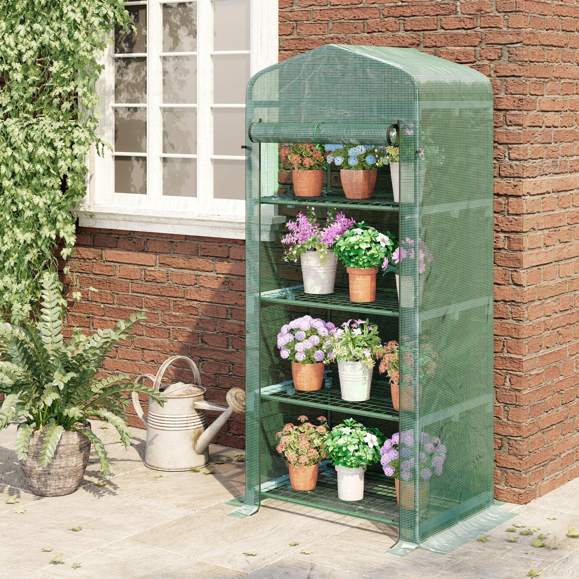 Outsunny Portable Greenhouse Shed - 4 Tiers, Metal Frame, PE Cover - ALL4U RETAILER LTD