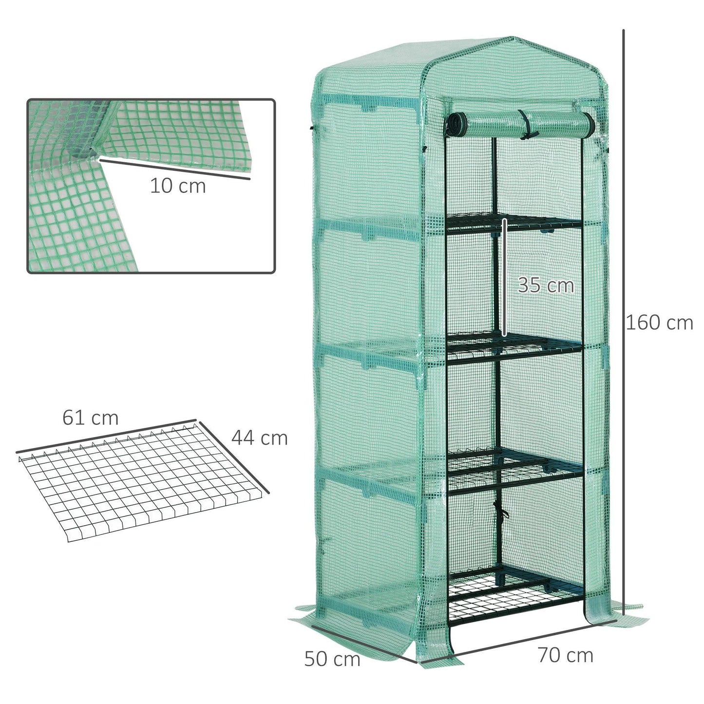 Outsunny Portable Greenhouse Shed - 4 Tiers, Metal Frame, PE Cover - ALL4U RETAILER LTD