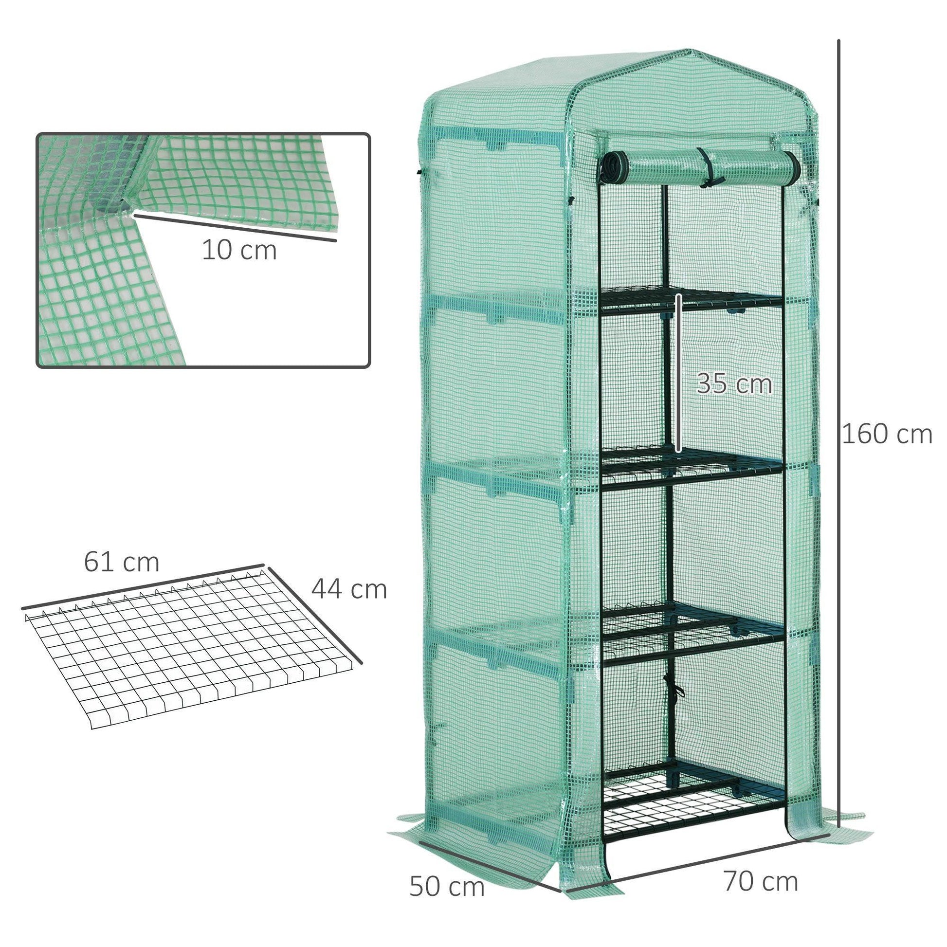 Outsunny Portable Greenhouse Shed - 4 Tiers, Metal Frame, PE Cover - ALL4U RETAILER LTD