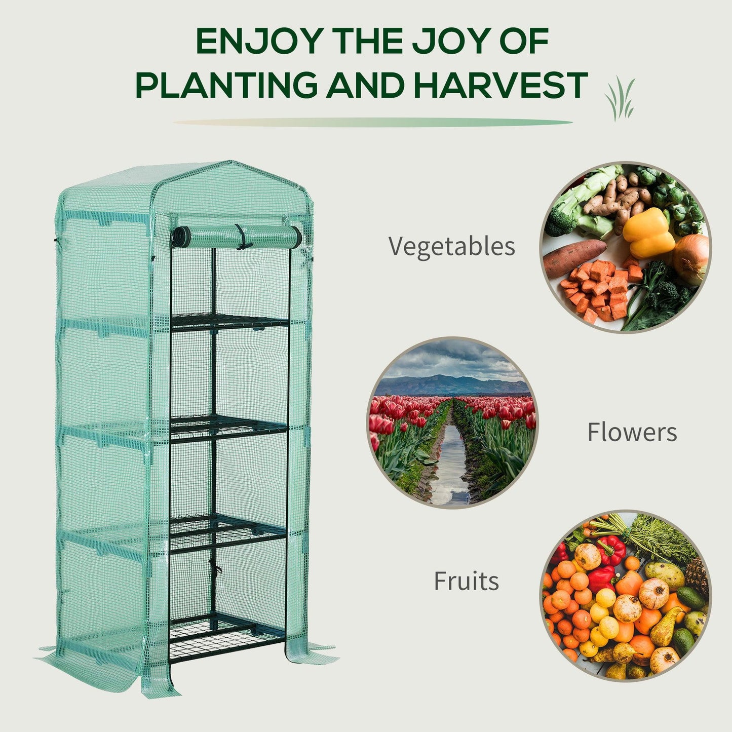 Outsunny Portable Greenhouse Shed - 4 Tiers, Metal Frame, PE Cover - ALL4U RETAILER LTD