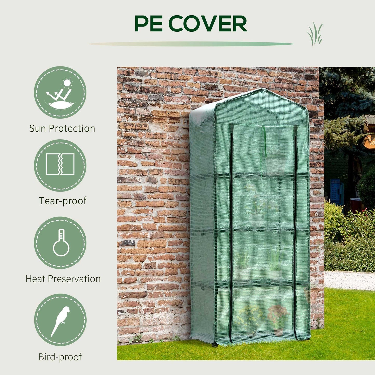 Outsunny Portable Greenhouse Shed - 4 Tiers, Metal Frame, PE Cover - ALL4U RETAILER LTD