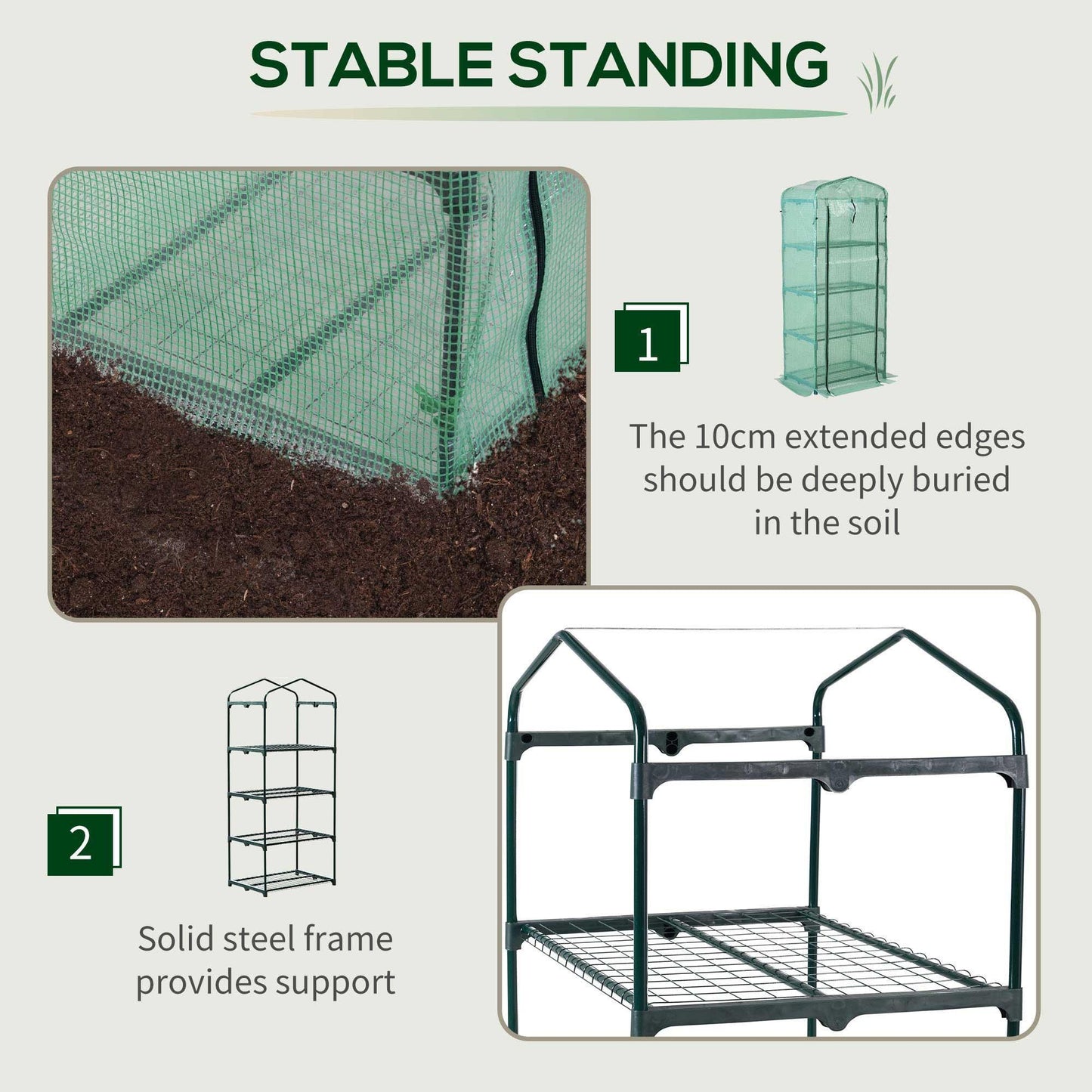 Outsunny Portable Greenhouse Shed - 4 Tiers, Metal Frame, PE Cover - ALL4U RETAILER LTD