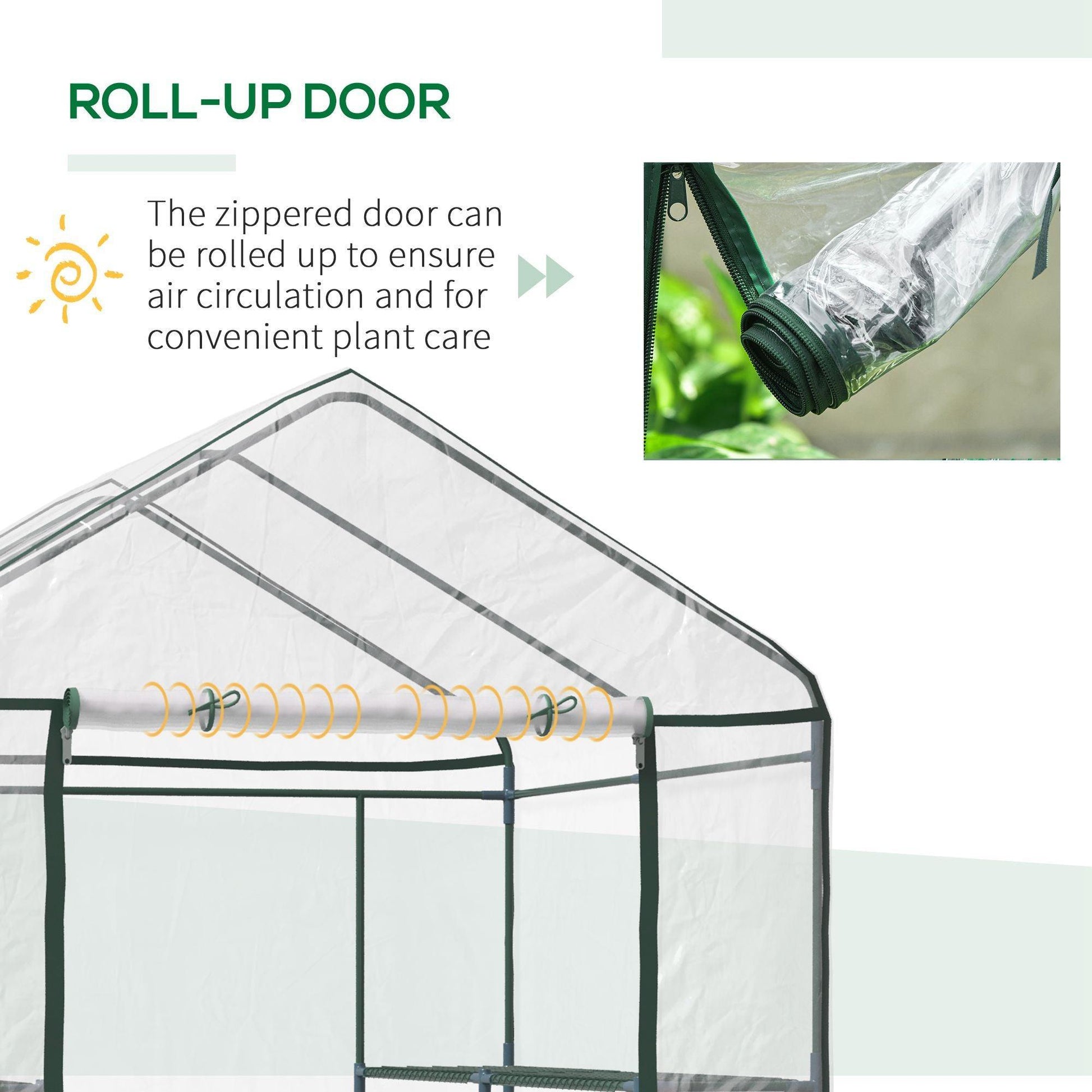 Outsunny Portable Greenhouse with 8 Shelves - 143x143x195cm - ALL4U RETAILER LTD