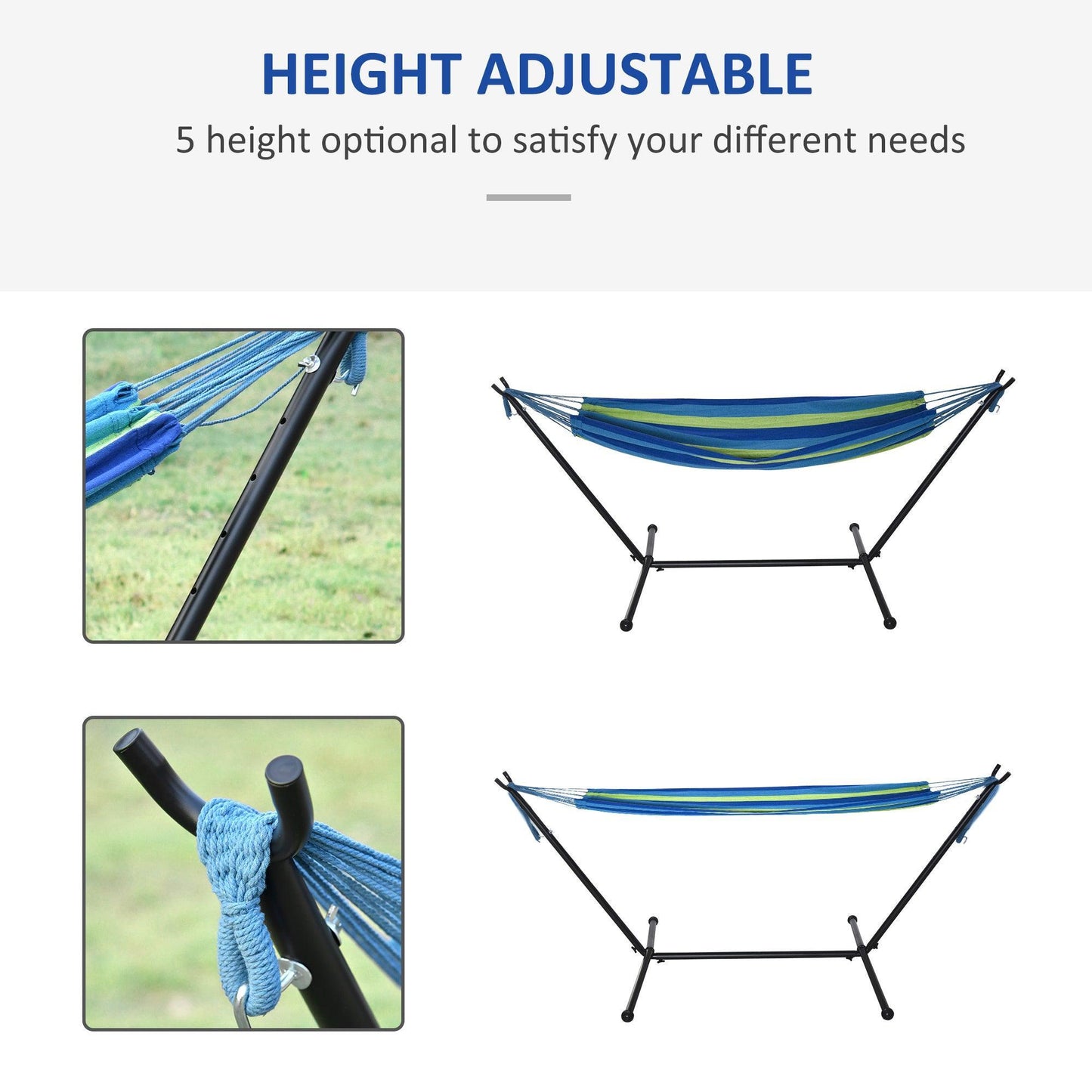 Outsunny Portable Hammock Stand - Green Stripe - ALL4U RETAILER LTD