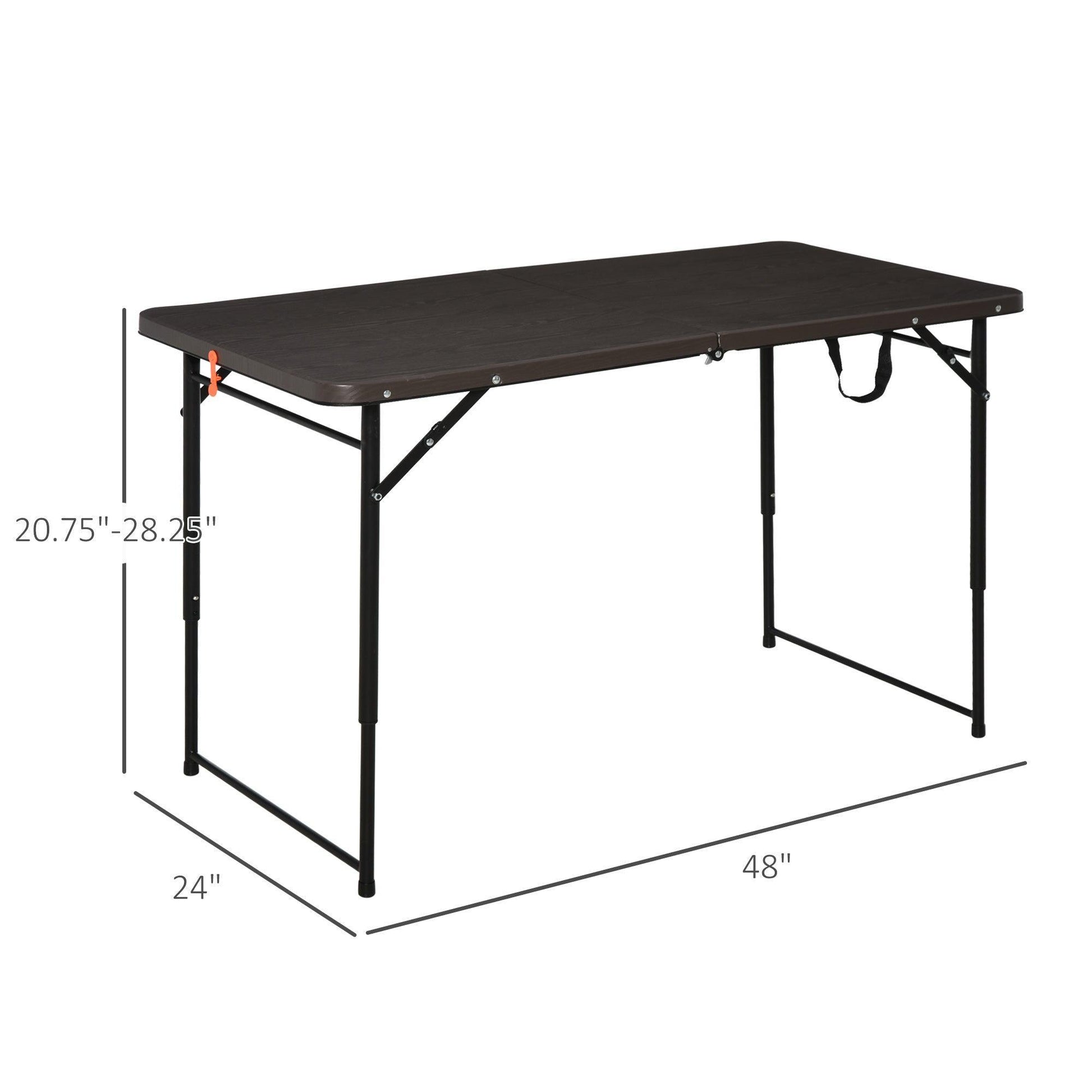 Outsunny Portable Metal Picnic Table, 4FT Length, Black/Brown - ALL4U RETAILER LTD