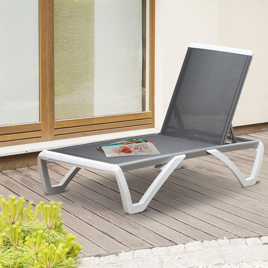 Outsunny Portable Outdoor Chaise Lounge - Adjustable and Breathable - ALL4U RETAILER LTD