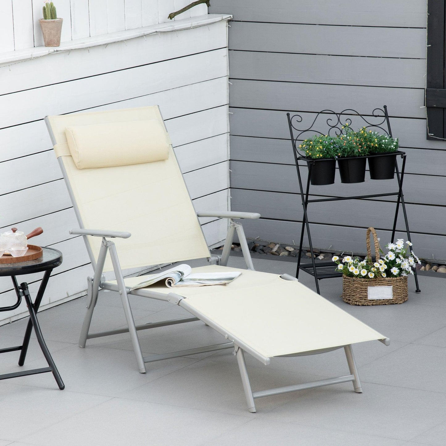 Outsunny Portable Outdoor Chaise Lounge Chair - Adjustable & Stylish - ALL4U RETAILER LTD