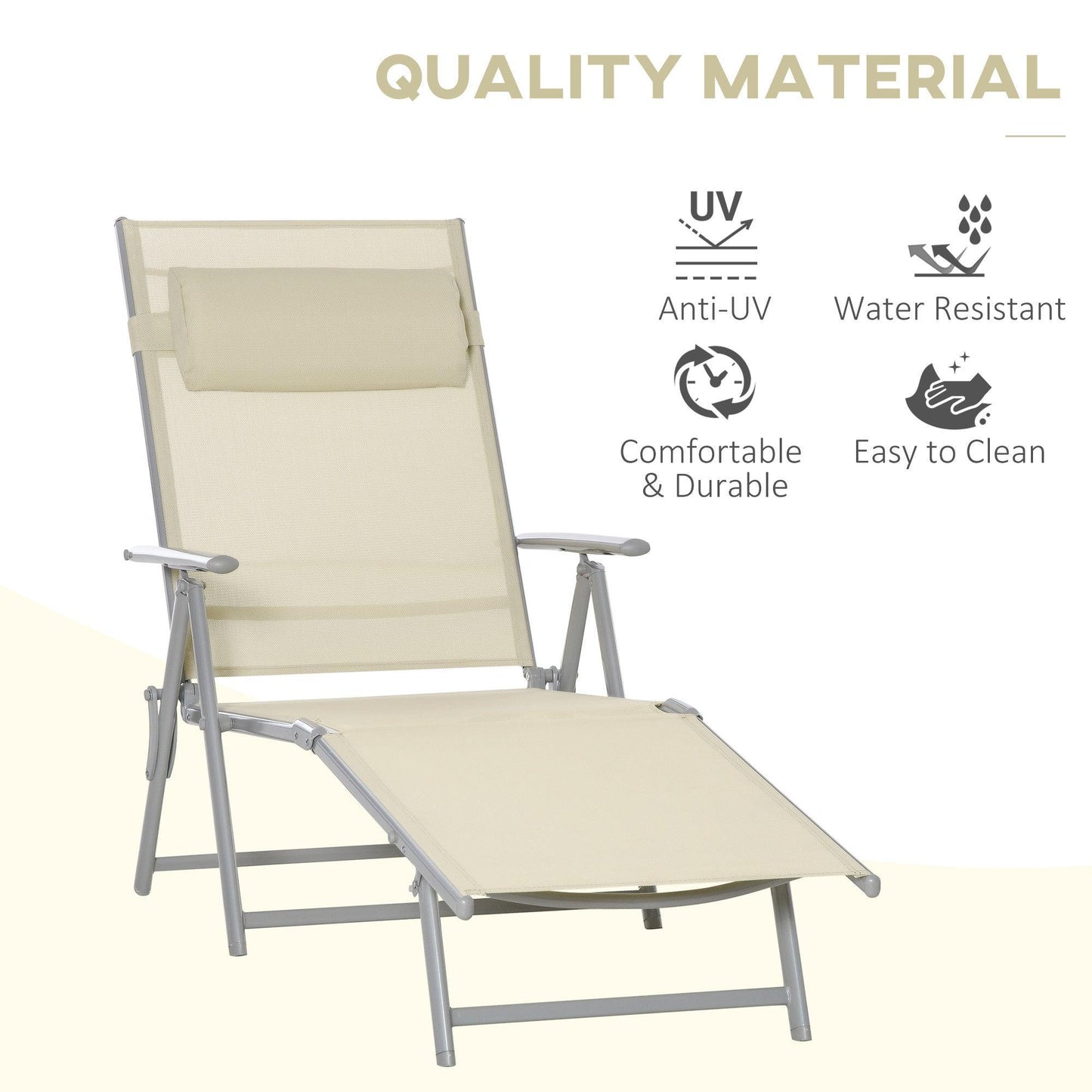 Outsunny Portable Outdoor Chaise Lounge Chair - Adjustable & Stylish - ALL4U RETAILER LTD