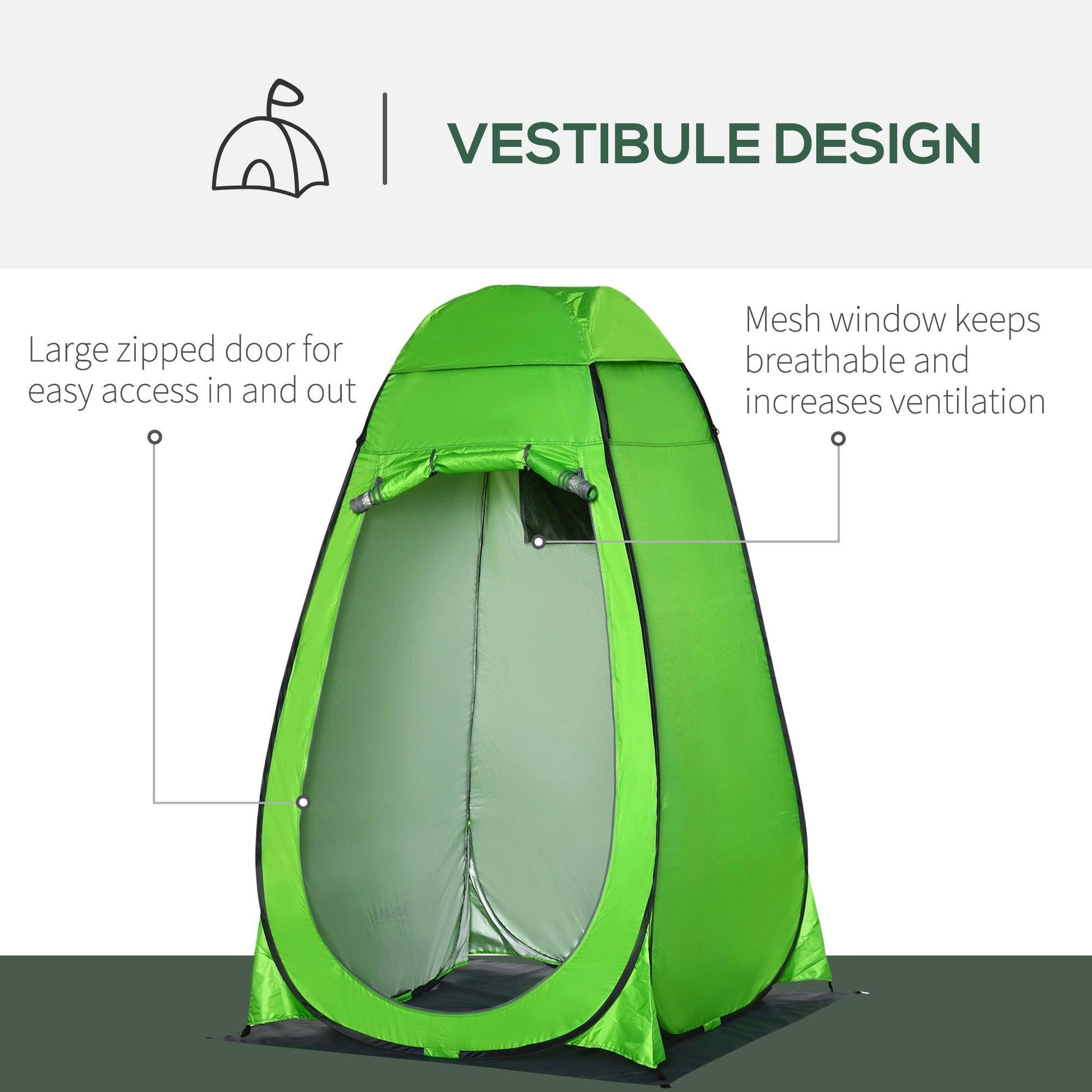 Outsunny Portable Outdoor Shower and Toilet Tent - Green - ALL4U RETAILER LTD