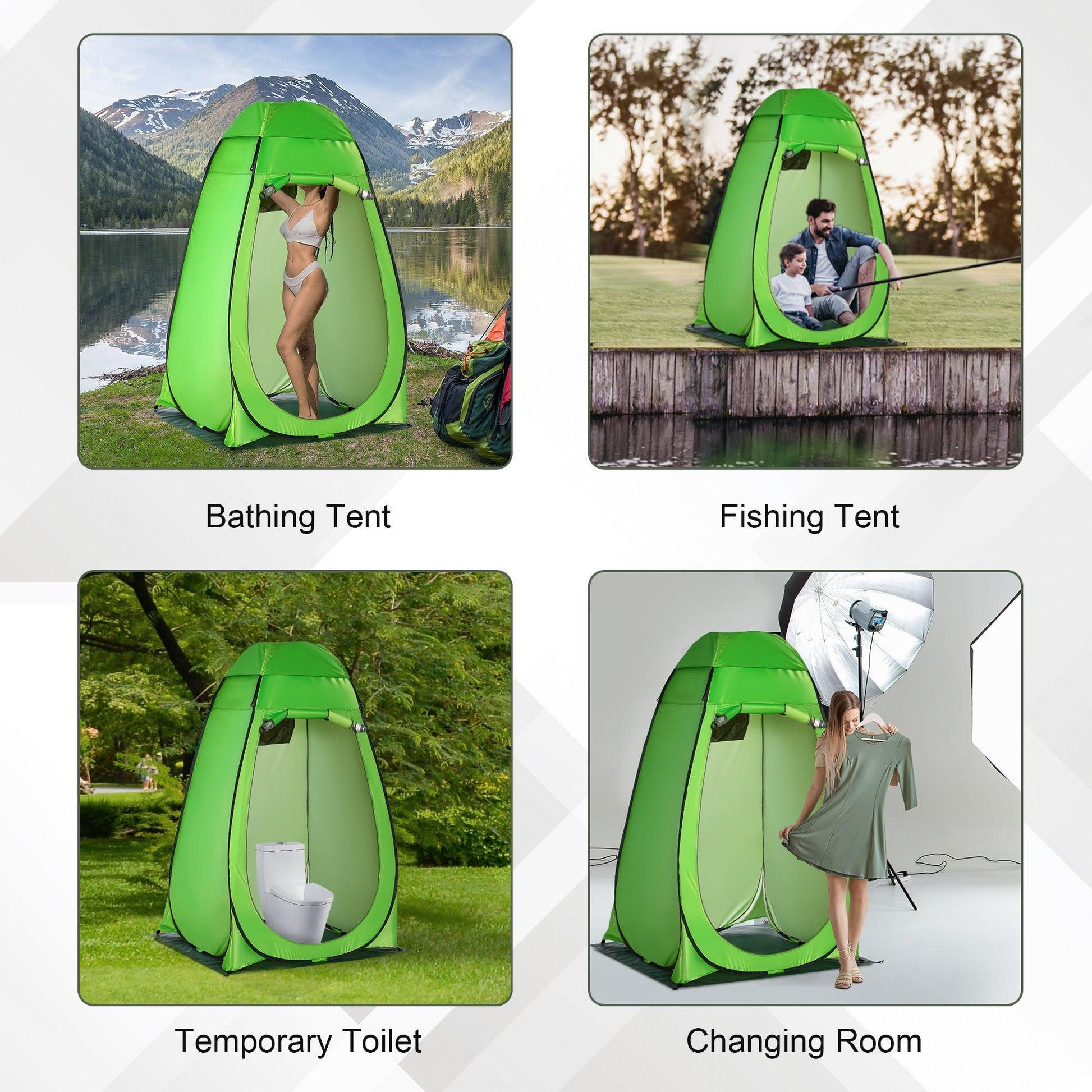 Outsunny Portable Outdoor Shower and Toilet Tent - Green - ALL4U RETAILER LTD