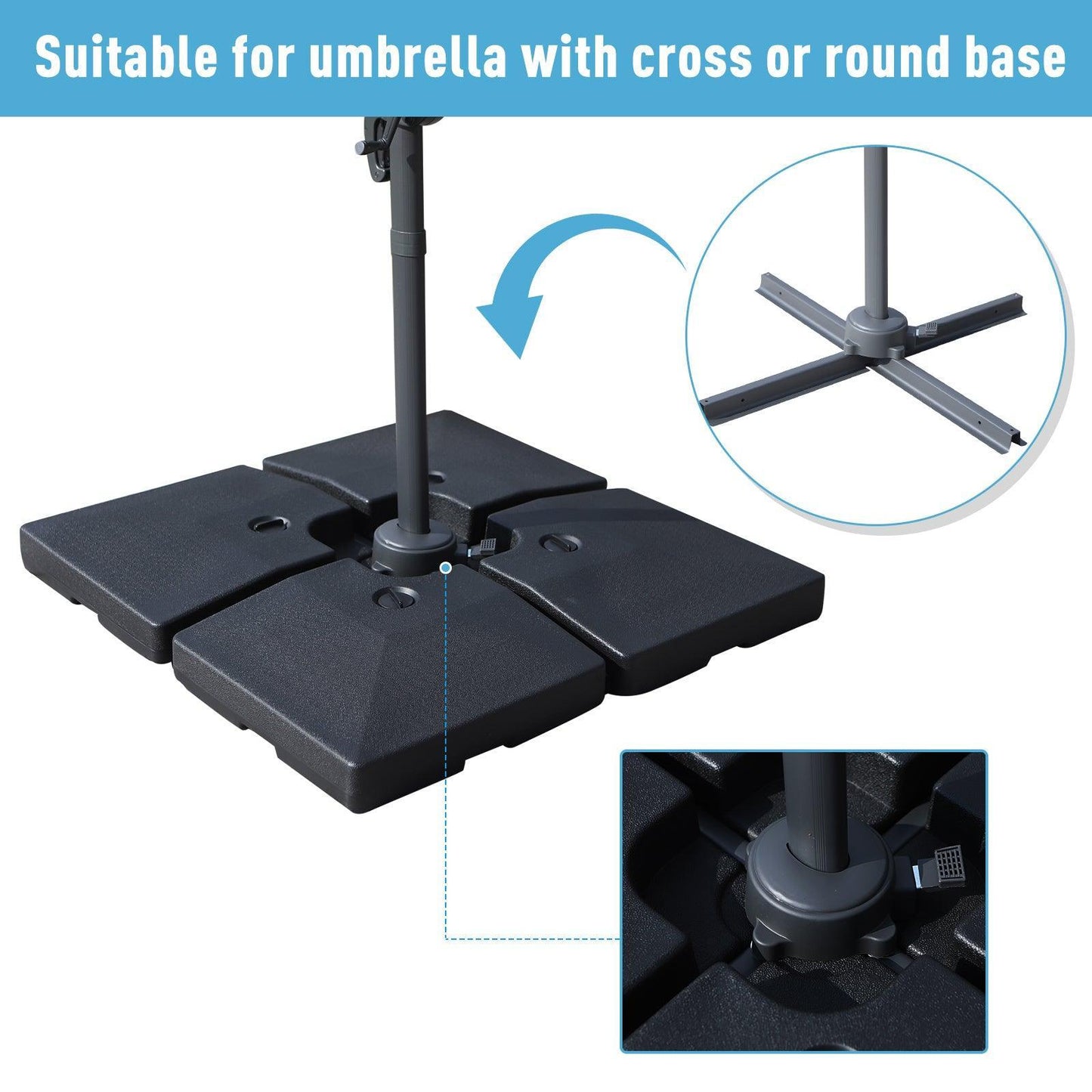 Outsunny Portable Parasol Base Fillable Cross Stand Weights - ALL4U RETAILER LTD