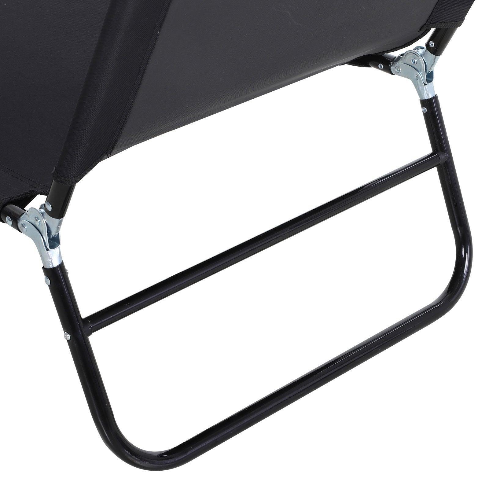 Outsunny Portable Sun Lounger: Adjustable Backrest, Lightweight, Black - ALL4U RETAILER LTD