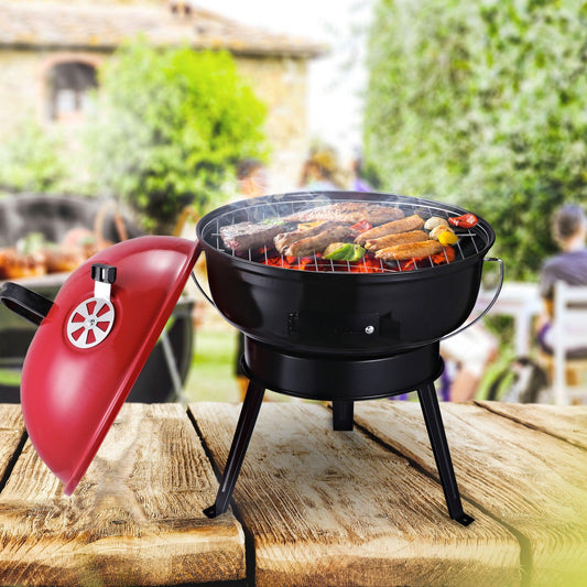 Outsunny Portable Tripod BBQ Grill: Black/Red - ALL4U RETAILER LTD