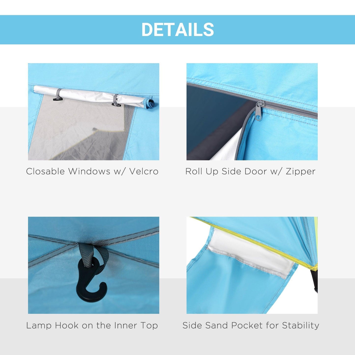 Outsunny Portable UV Beach Tent - 1-2 Person, Blue - ALL4U RETAILER LTD