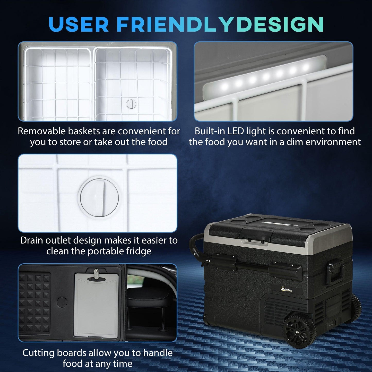 Outsunny Portable Vehicle Fridge, 50L Cooler Box - ALL4U RETAILER LTD