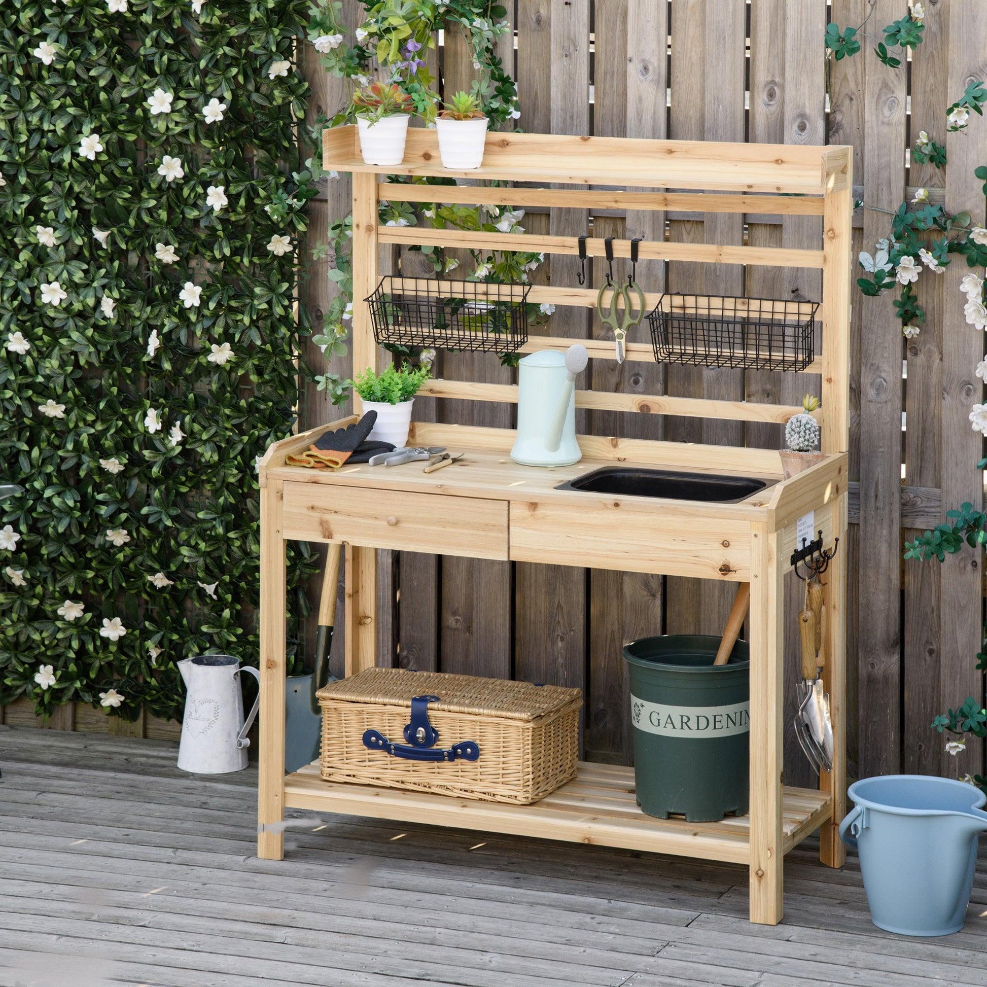 Outsunny Potting Bench: Metal Workstation with Sink - ALL4U RETAILER LTD