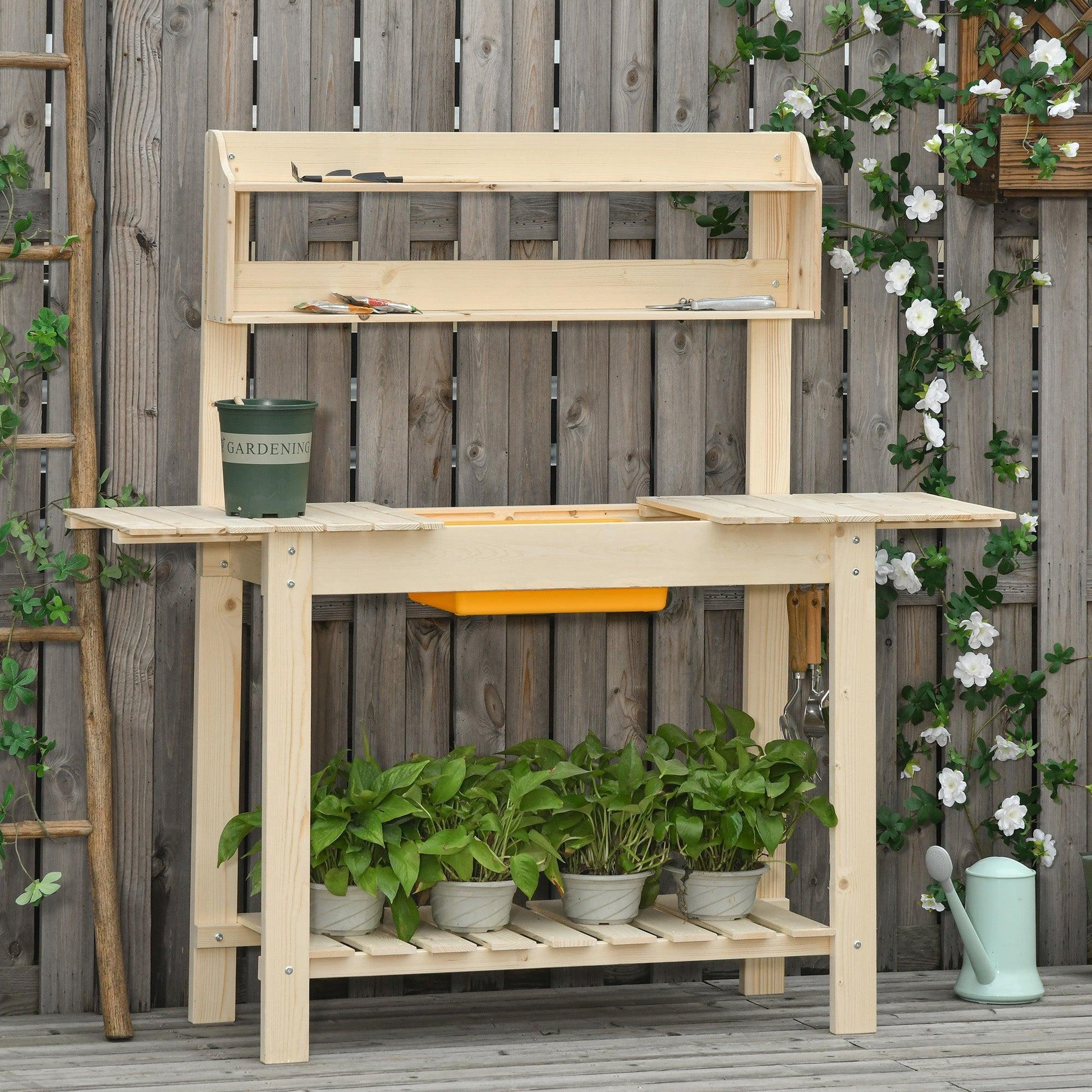 Outsunny Potting Bench: Sliding Tabletop, Storage - ALL4U RETAILER LTD