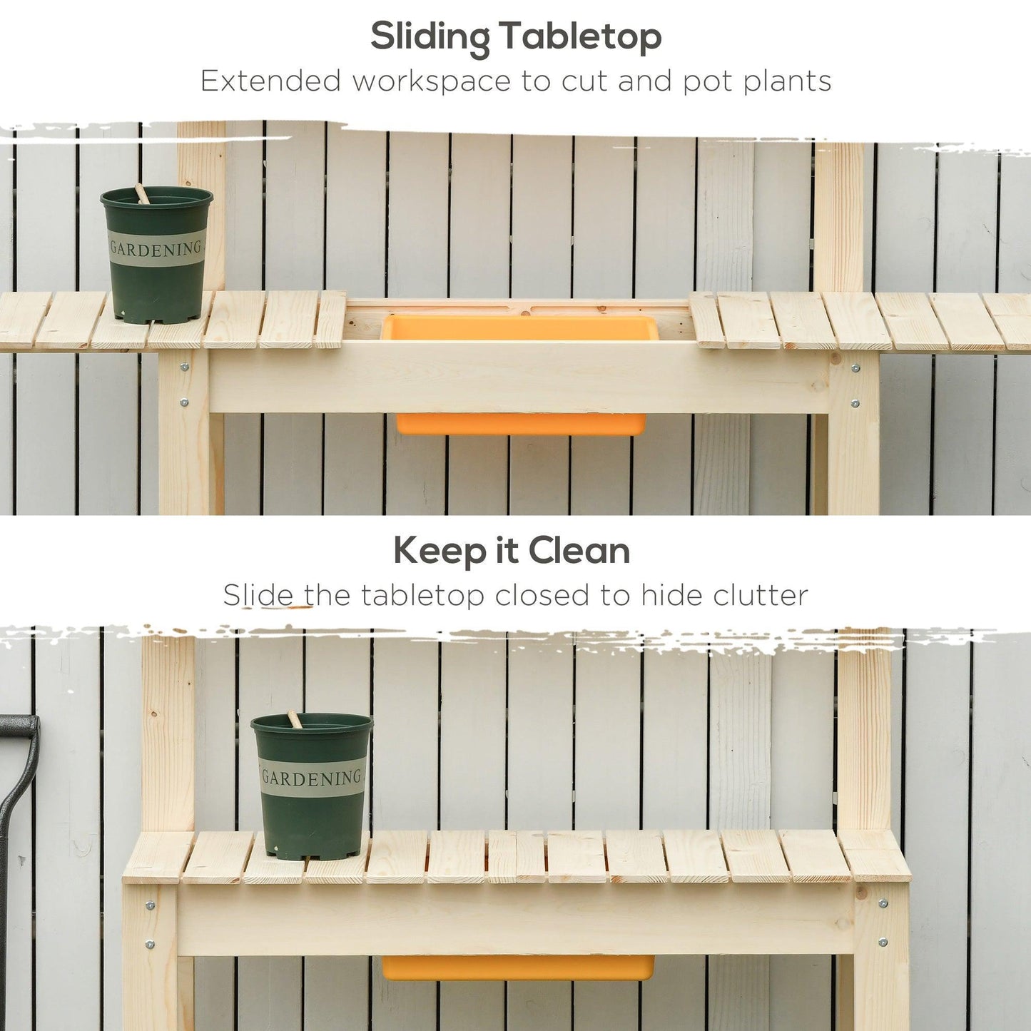 Outsunny Potting Bench: Sliding Tabletop, Storage - ALL4U RETAILER LTD