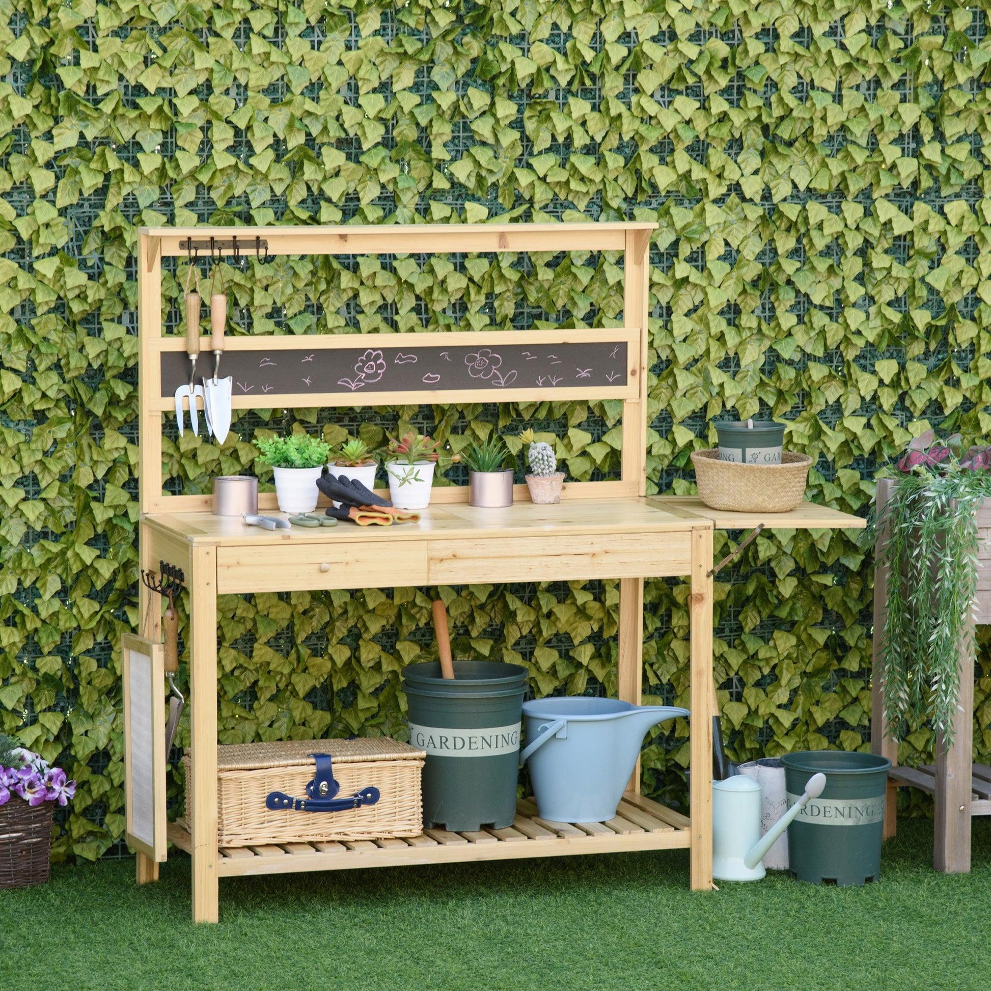 Outsunny Potting Bench with Sink & Drawer - Outdoor Workstation - ALL4U RETAILER LTD