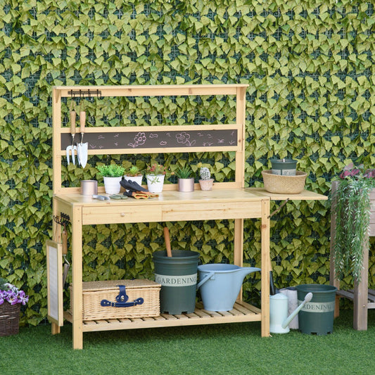 Outsunny Potting Bench with Sink & Drawer - Outdoor Workstation - ALL4U RETAILER LTD