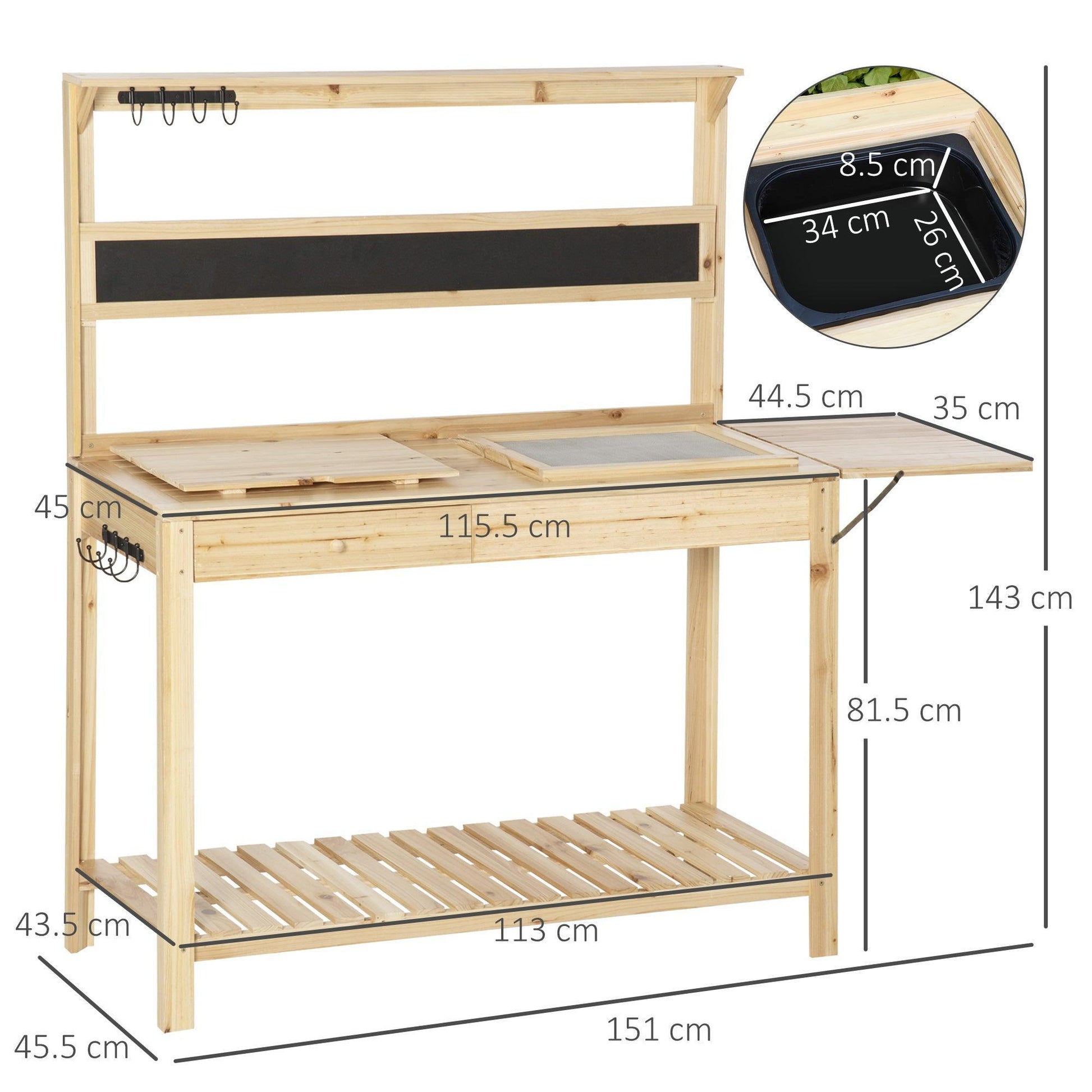 Outsunny Potting Bench with Sink & Drawer - Outdoor Workstation - ALL4U RETAILER LTD