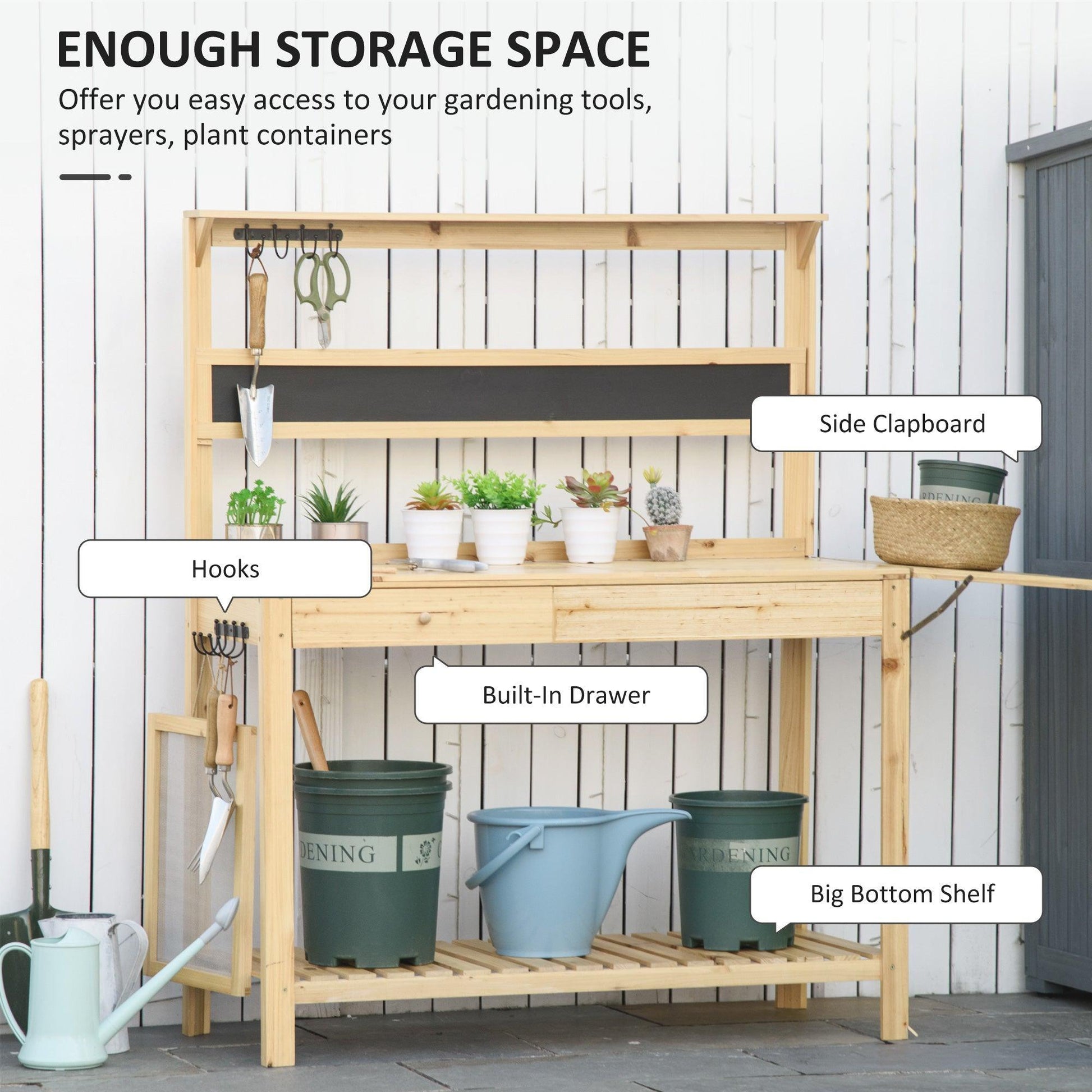 Outsunny Potting Bench with Sink & Drawer - Outdoor Workstation - ALL4U RETAILER LTD