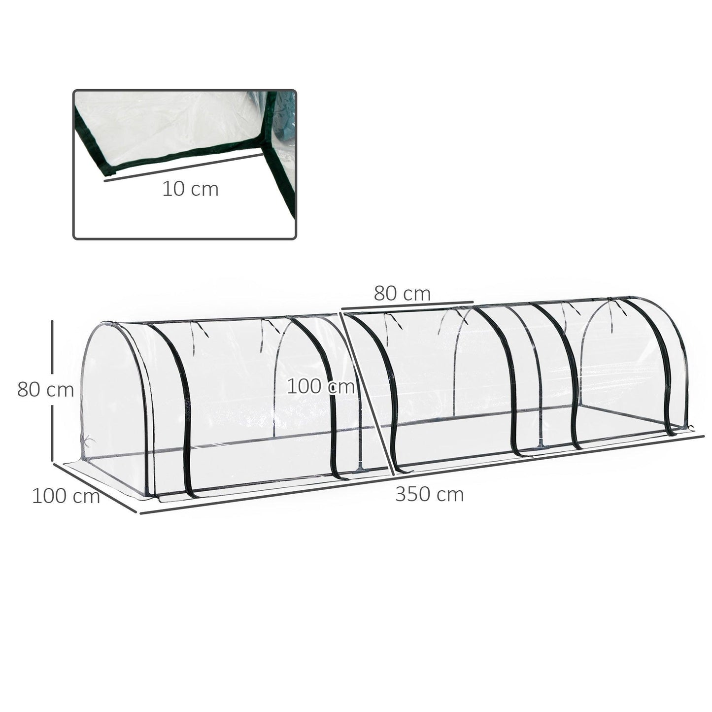 Outsunny PVC Greenhouse: 350x100x80cm+Zipper Doors - ALL4U RETAILER LTD