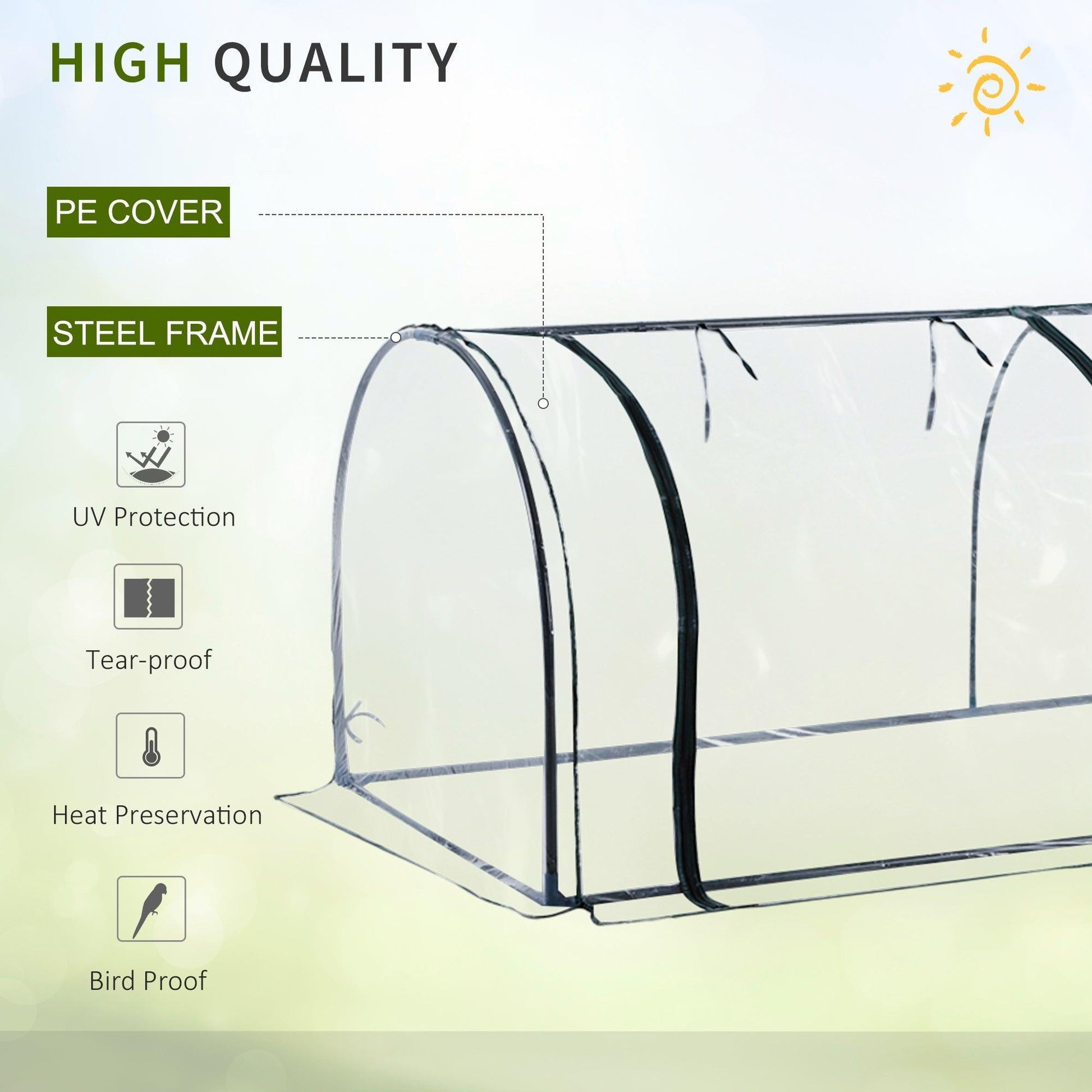 Outsunny PVC Greenhouse: 350x100x80cm+Zipper Doors - ALL4U RETAILER LTD