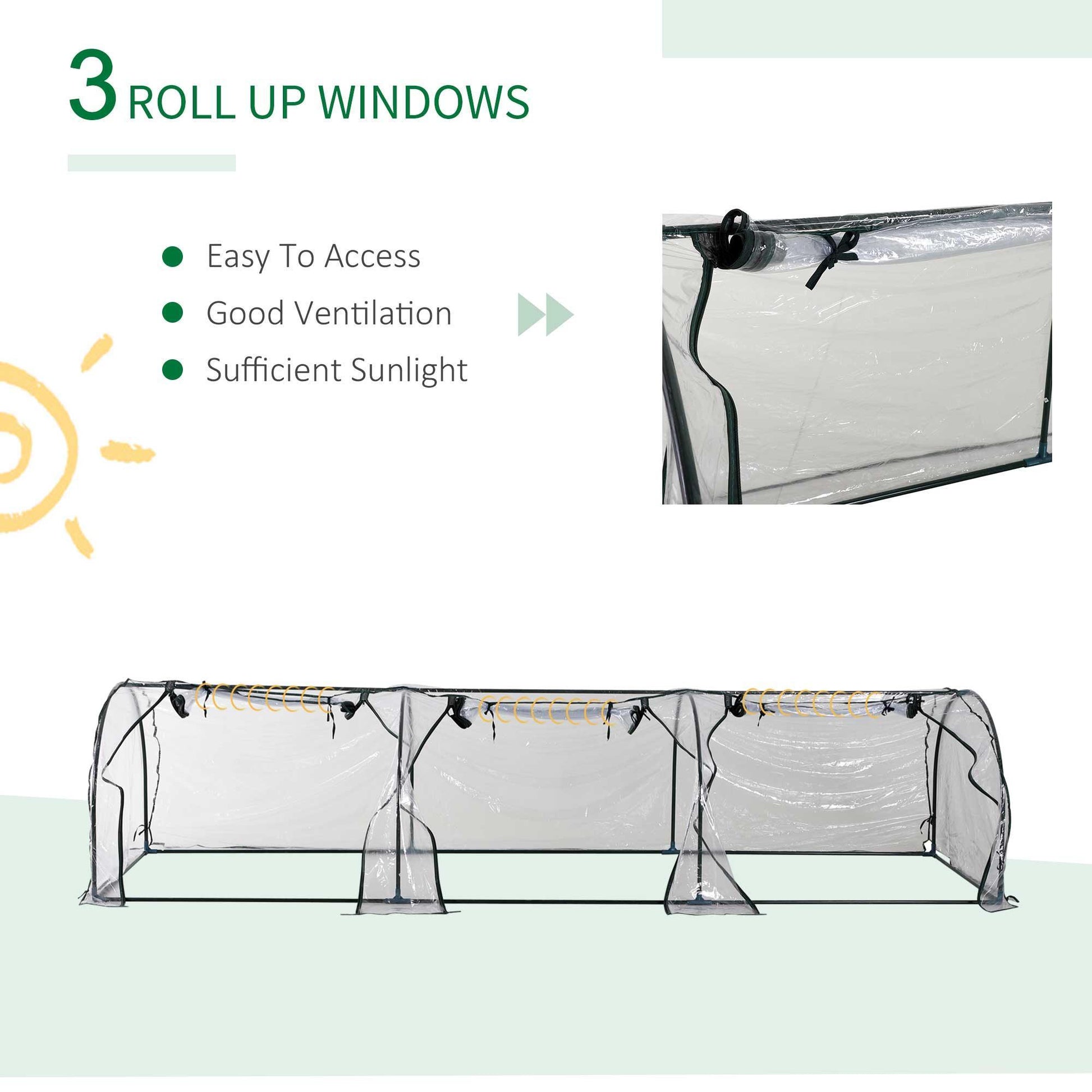 Outsunny PVC Greenhouse: 350x100x80cm+Zipper Doors - ALL4U RETAILER LTD