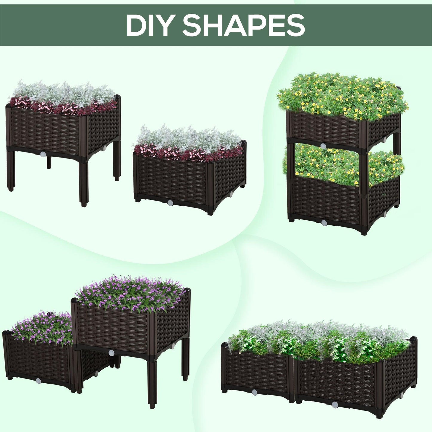 Outsunny Raised Bed Garden Planters - ALL4U RETAILER LTD