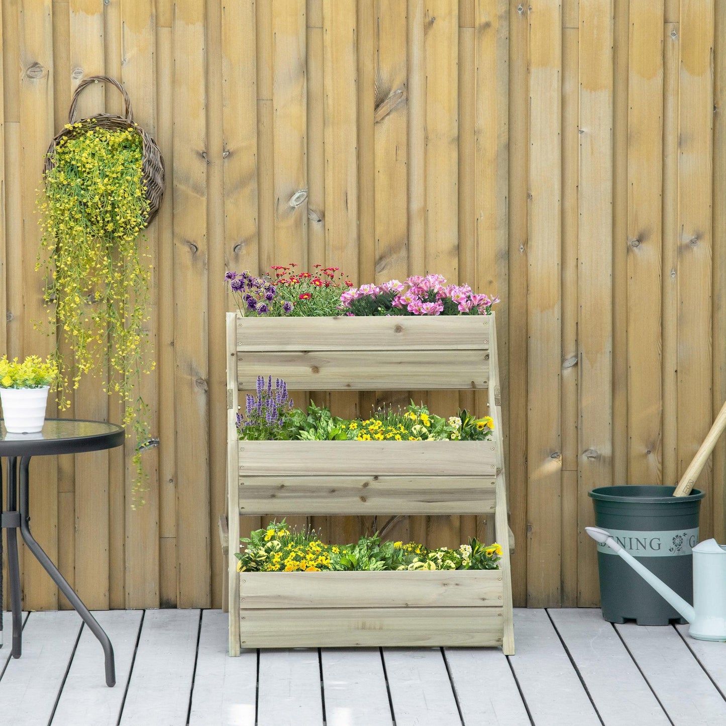 Outsunny Raised Garden Bed - 3 Tier Wooden Planter - ALL4U RETAILER LTD