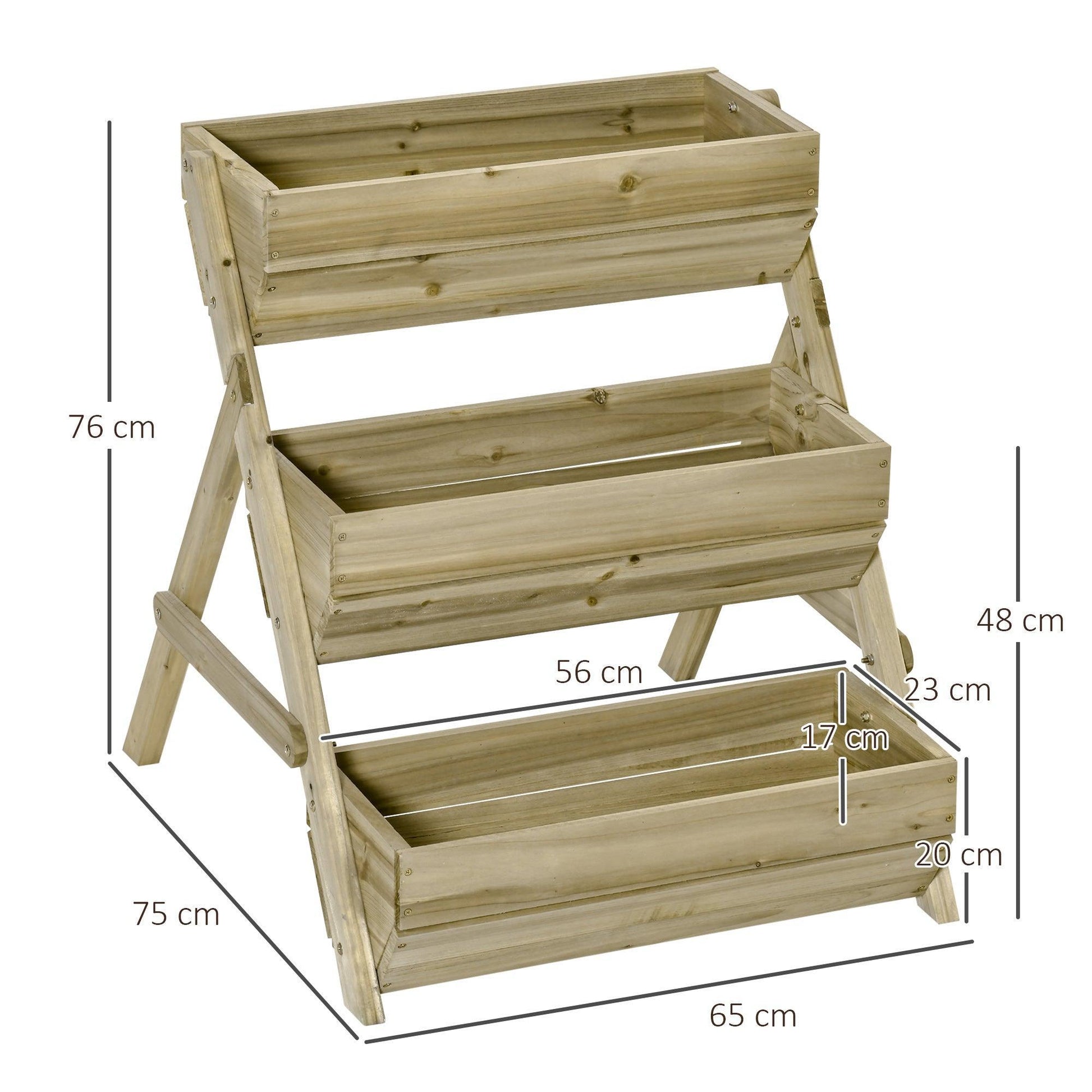 Outsunny Raised Garden Bed - 3 Tier Wooden Planter - ALL4U RETAILER LTD