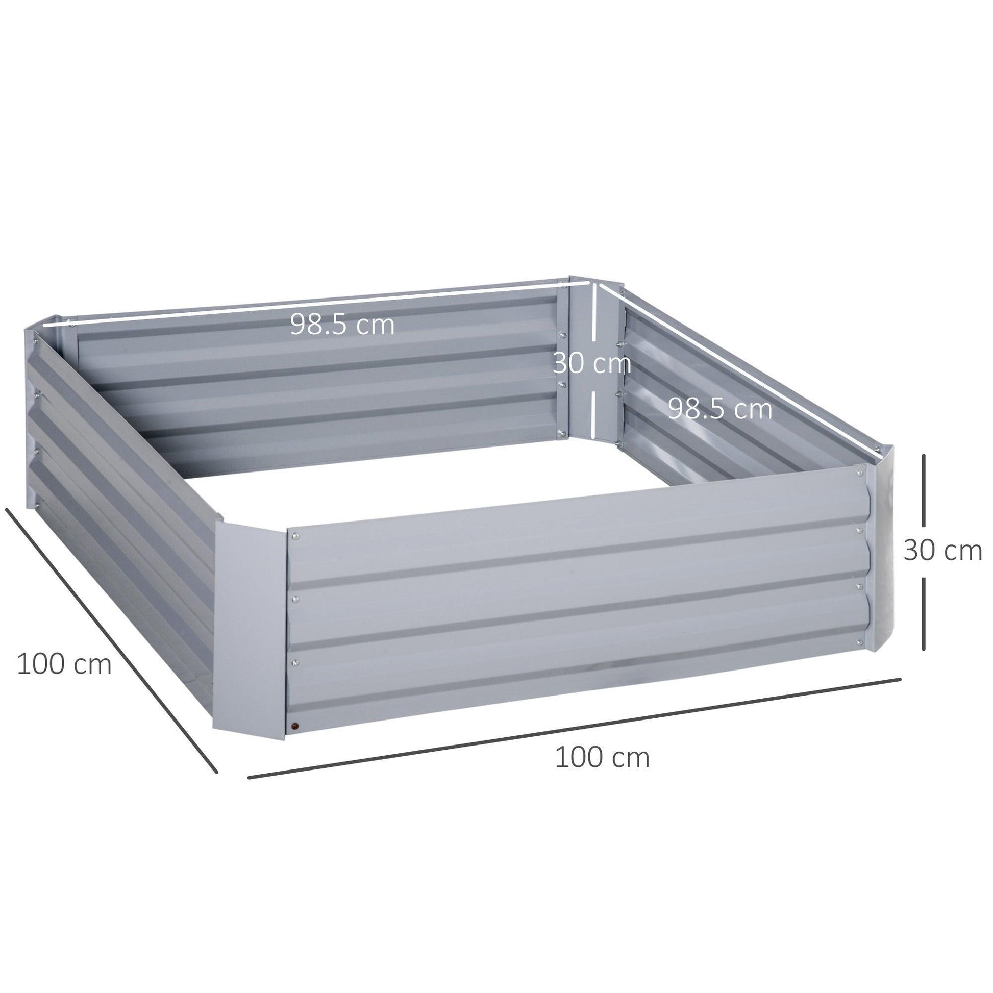 Outsunny Raised Garden Bed: Galvanized Steel Frame, 1m x 1m - ALL4U RETAILER LTD