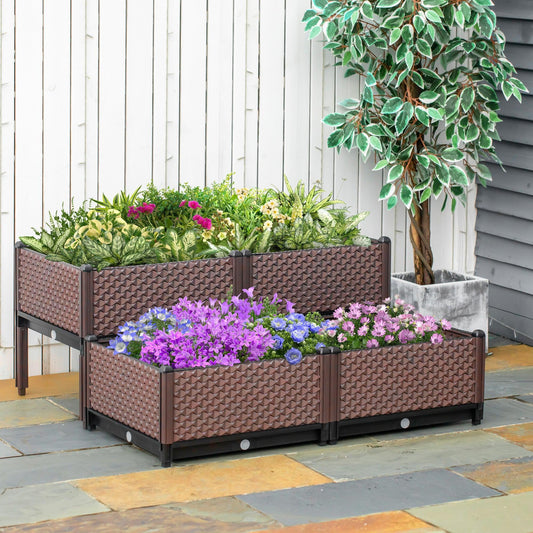 Outsunny Raised Garden Bed Kit - Self-Watering, 4 Planters - ALL4U RETAILER LTD