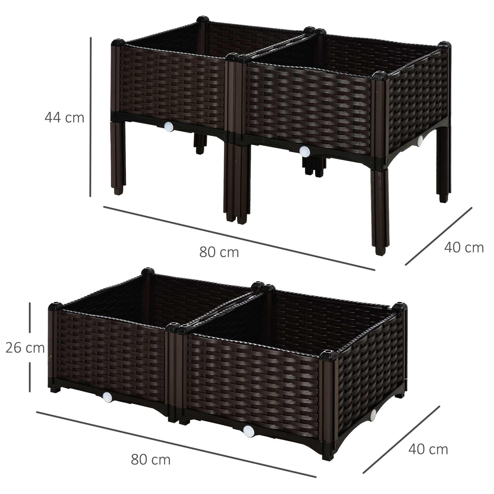 Outsunny Raised Garden Bed Set - Brown - ALL4U RETAILER LTD