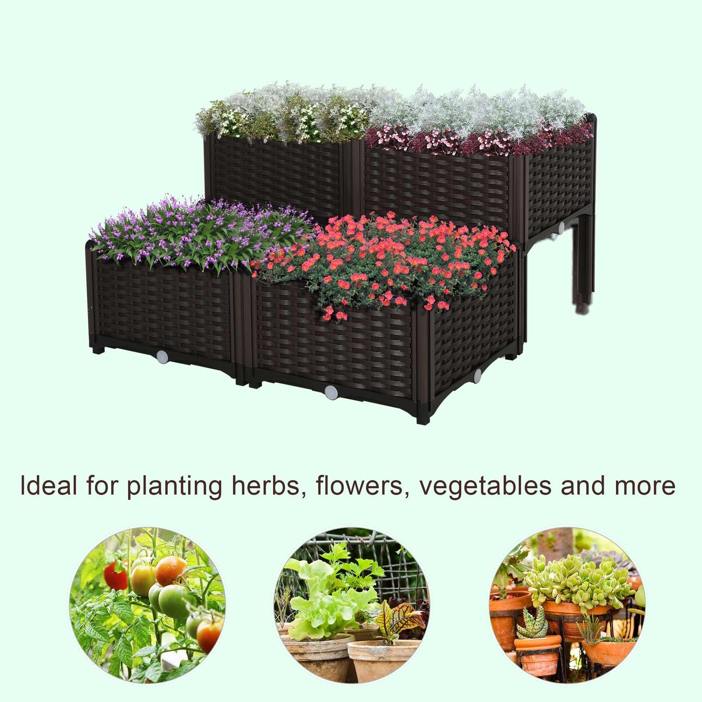 Outsunny Raised Garden Bed Set - Brown - ALL4U RETAILER LTD