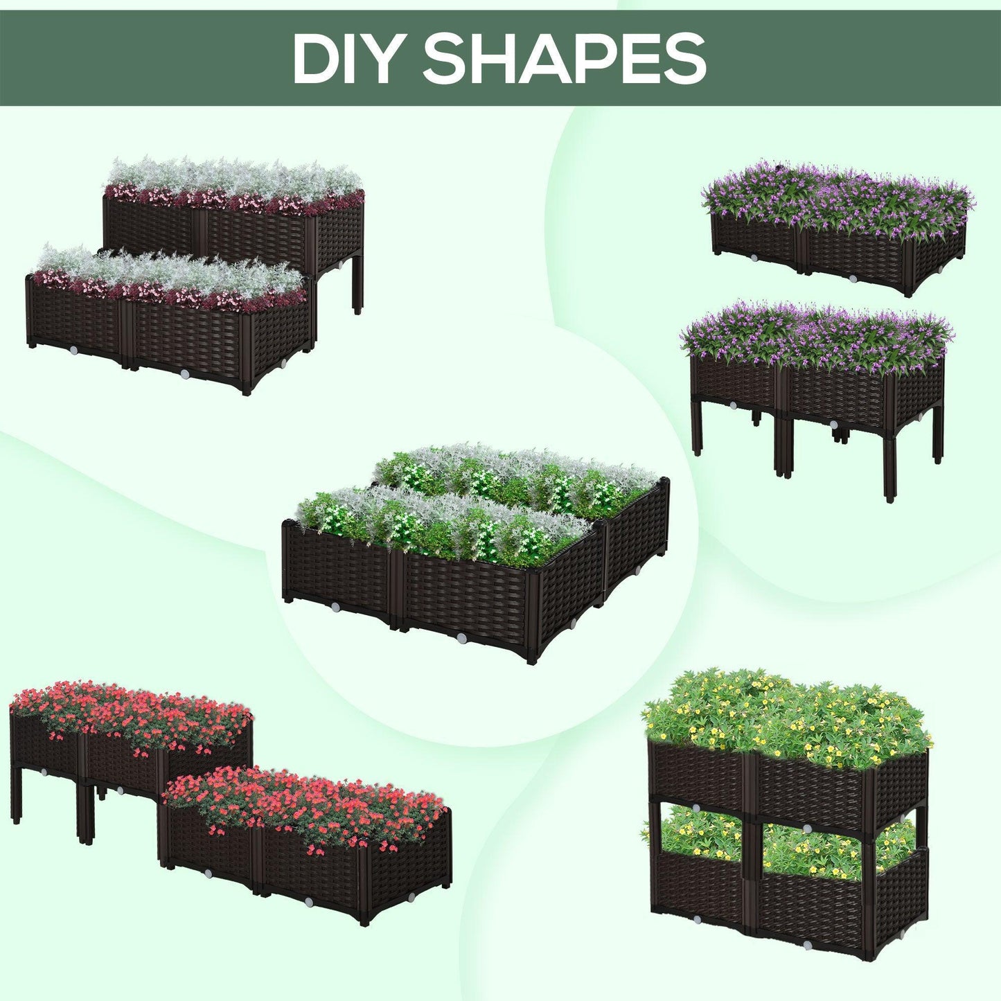 Outsunny Raised Garden Bed Set - Brown - ALL4U RETAILER LTD