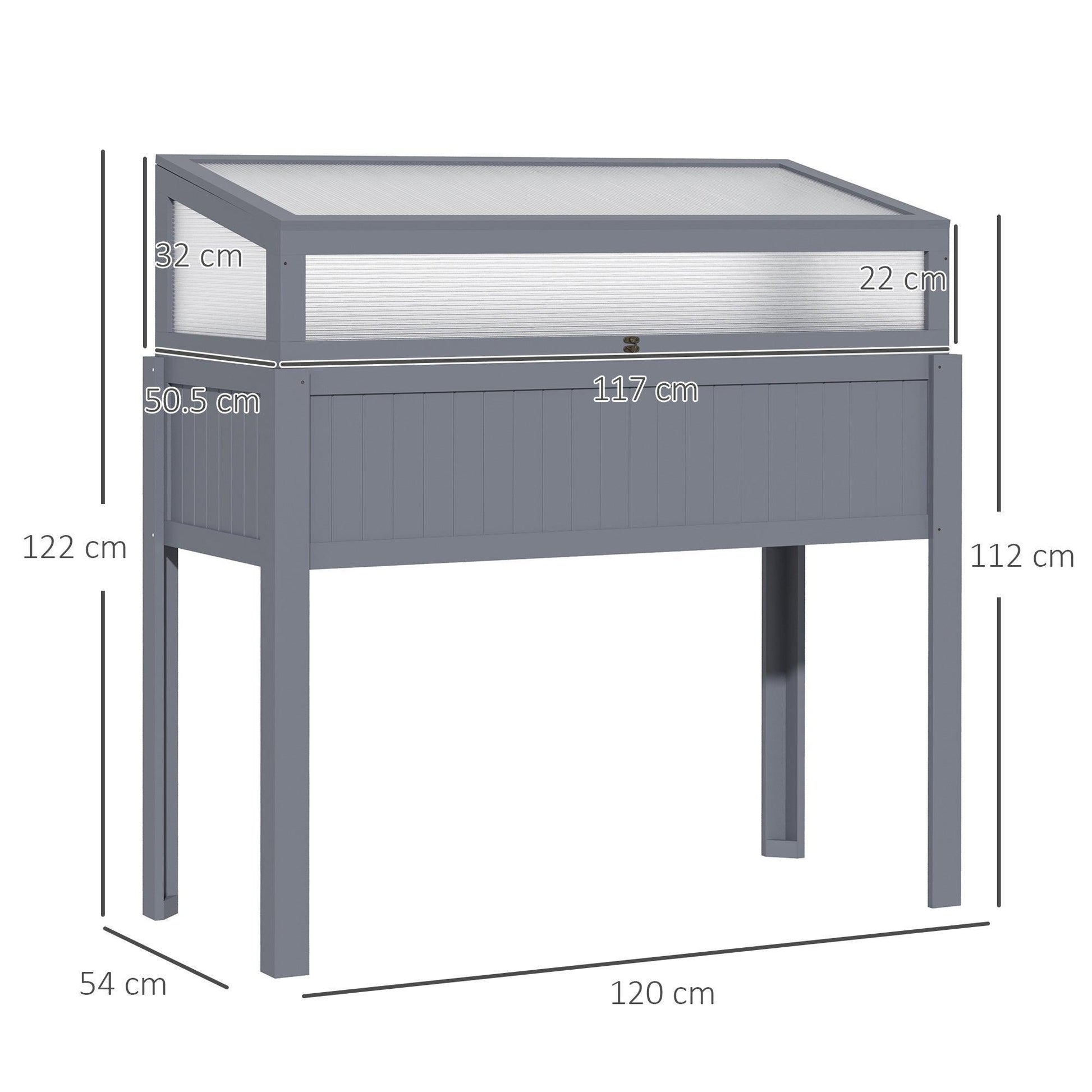 Outsunny Raised Garden Bed with Greenhouse Top - Grey - ALL4U RETAILER LTD