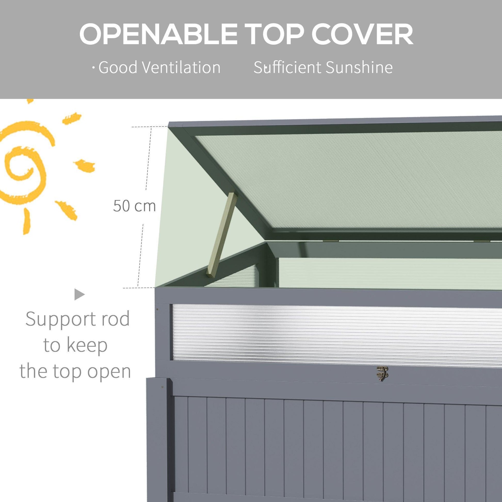 Outsunny Raised Garden Bed with Greenhouse Top - Grey - ALL4U RETAILER LTD