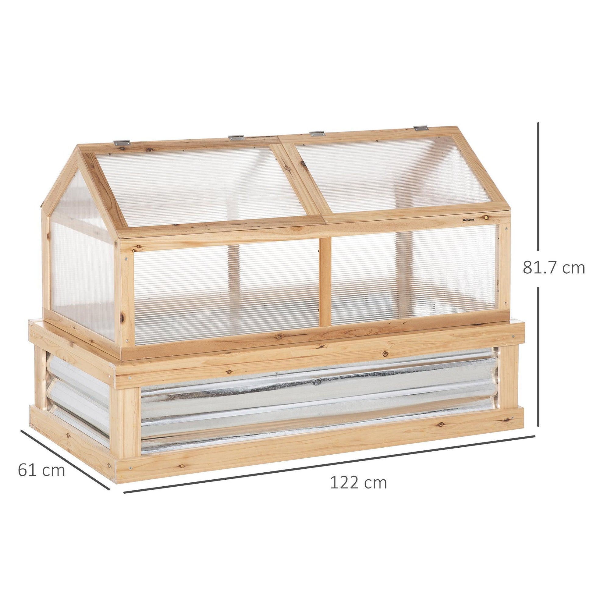 Outsunny Raised Garden Bed with Greenhouse Top - Natural - ALL4U RETAILER LTD