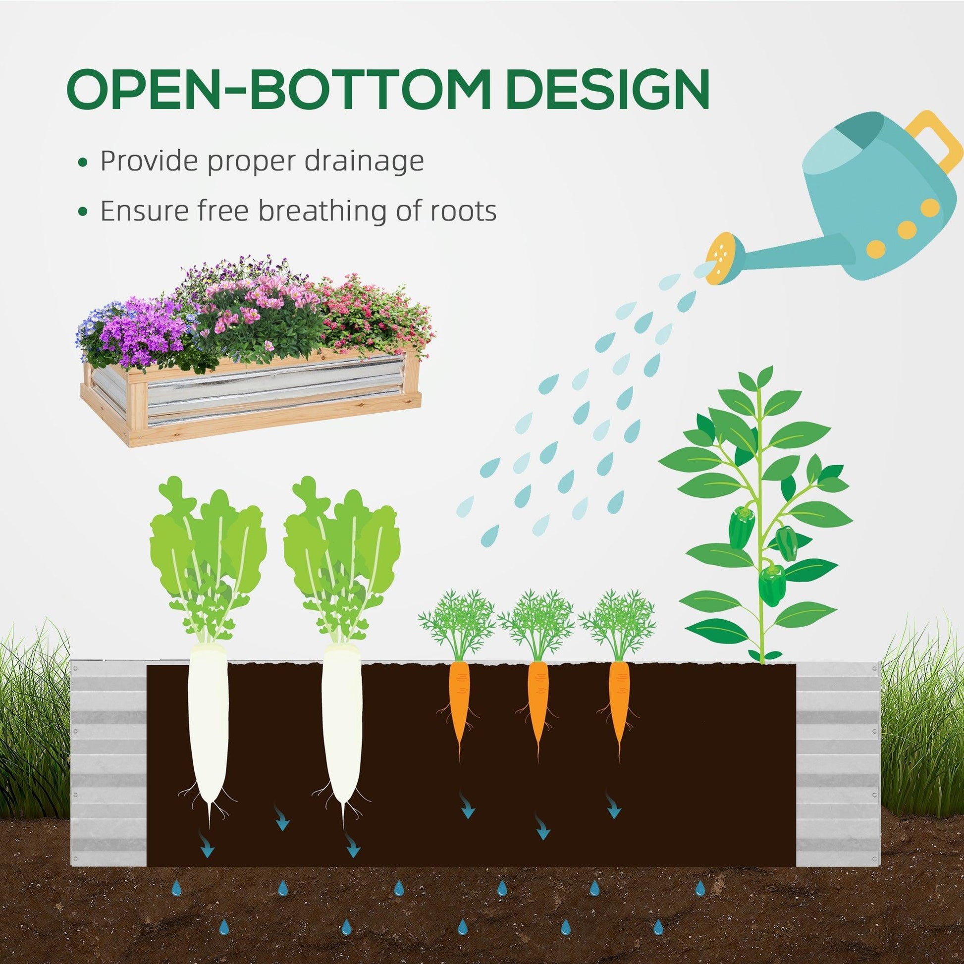 Outsunny Raised Garden Bed with Greenhouse Top - Natural - ALL4U RETAILER LTD